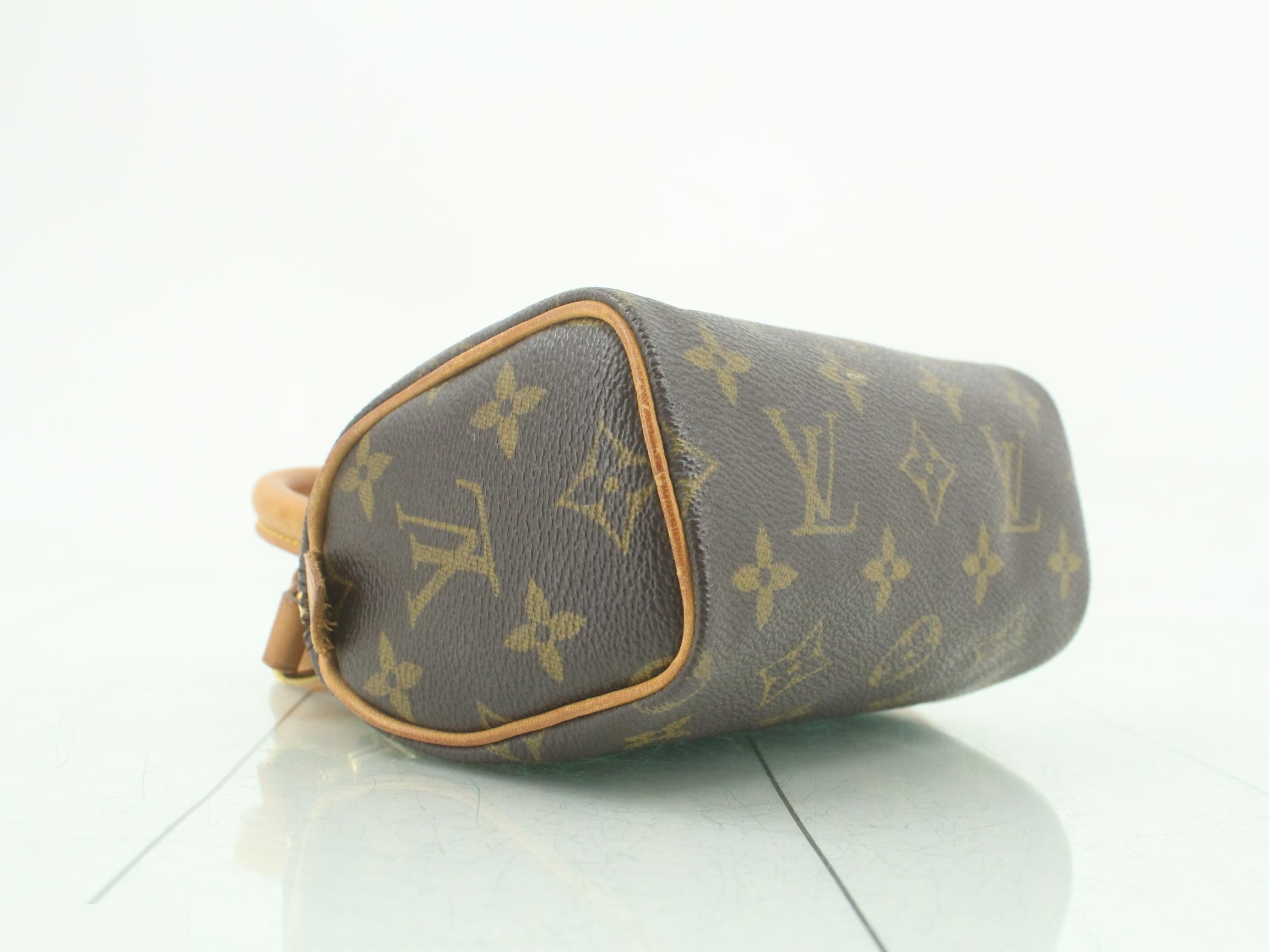 Monogram Mini Speedy Shoulder Bag J00145 with Natural Leather Strap — view 5