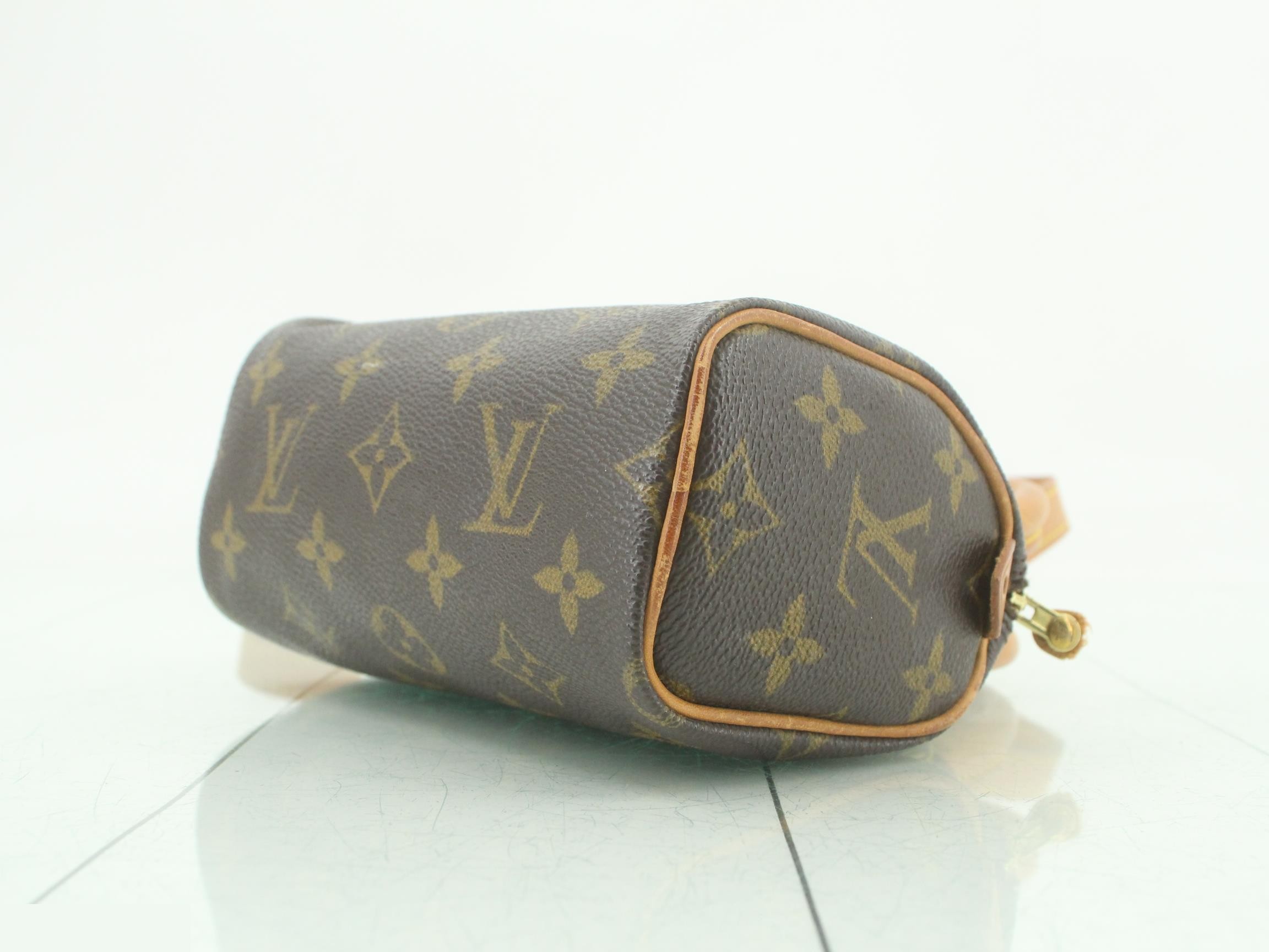 Monogram Mini Speedy Shoulder Bag J00145 with Natural Leather Strap — view 6