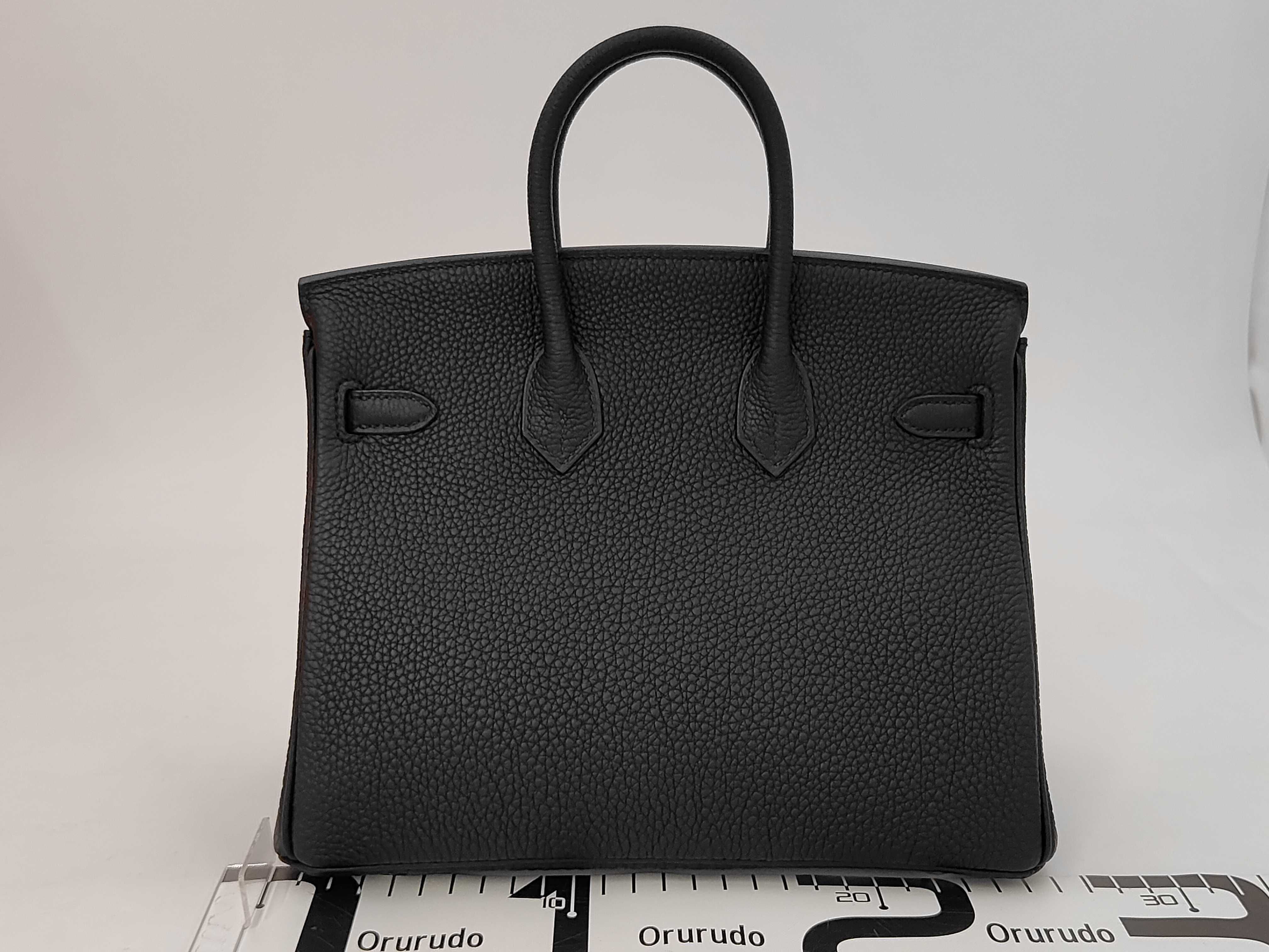 Birkin 25 Black Togo Leather Handbag with Silver Hardware and G Stamp — view 2