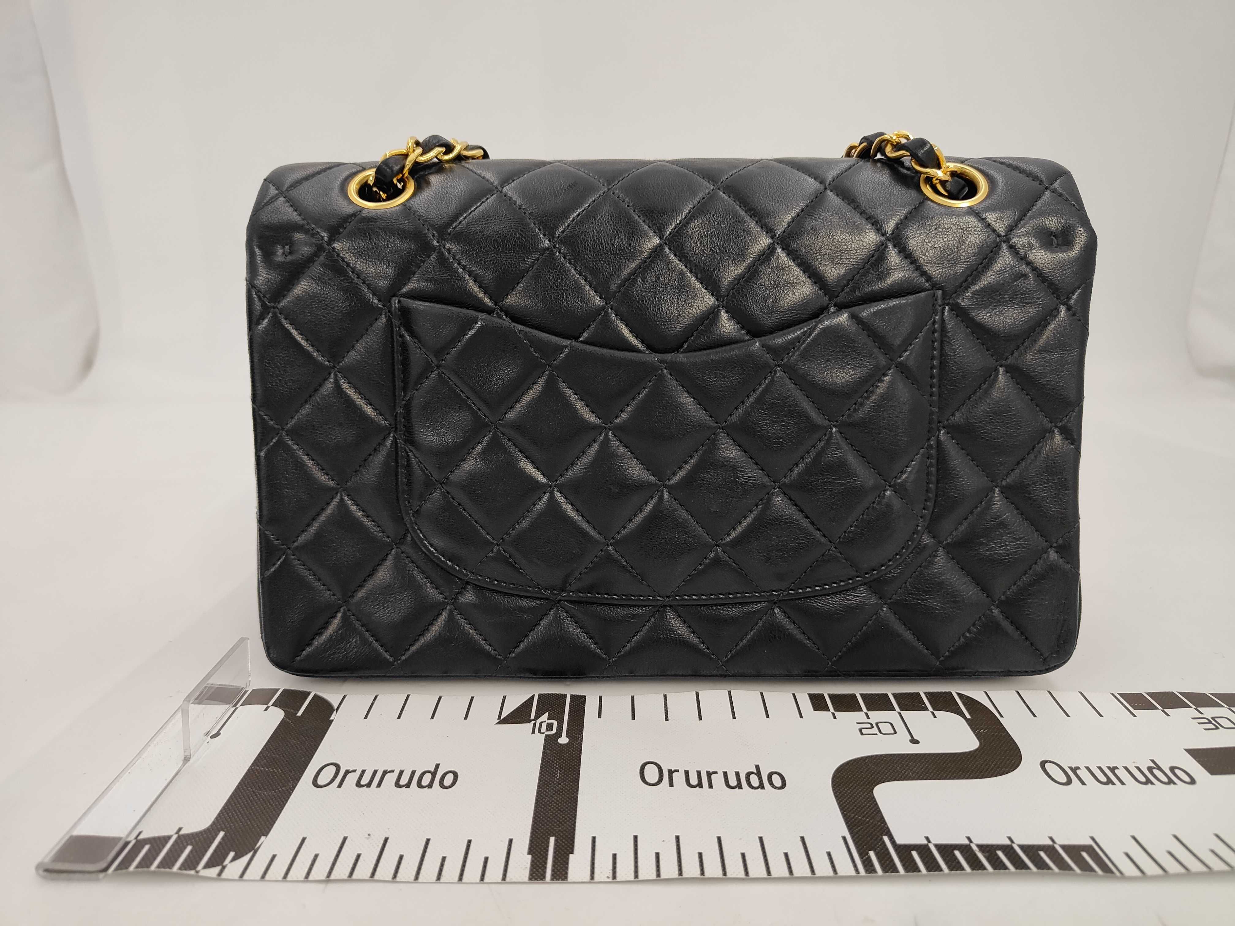 Matelassé Lambskin Double Flap Black Shoulder Bag — view 2