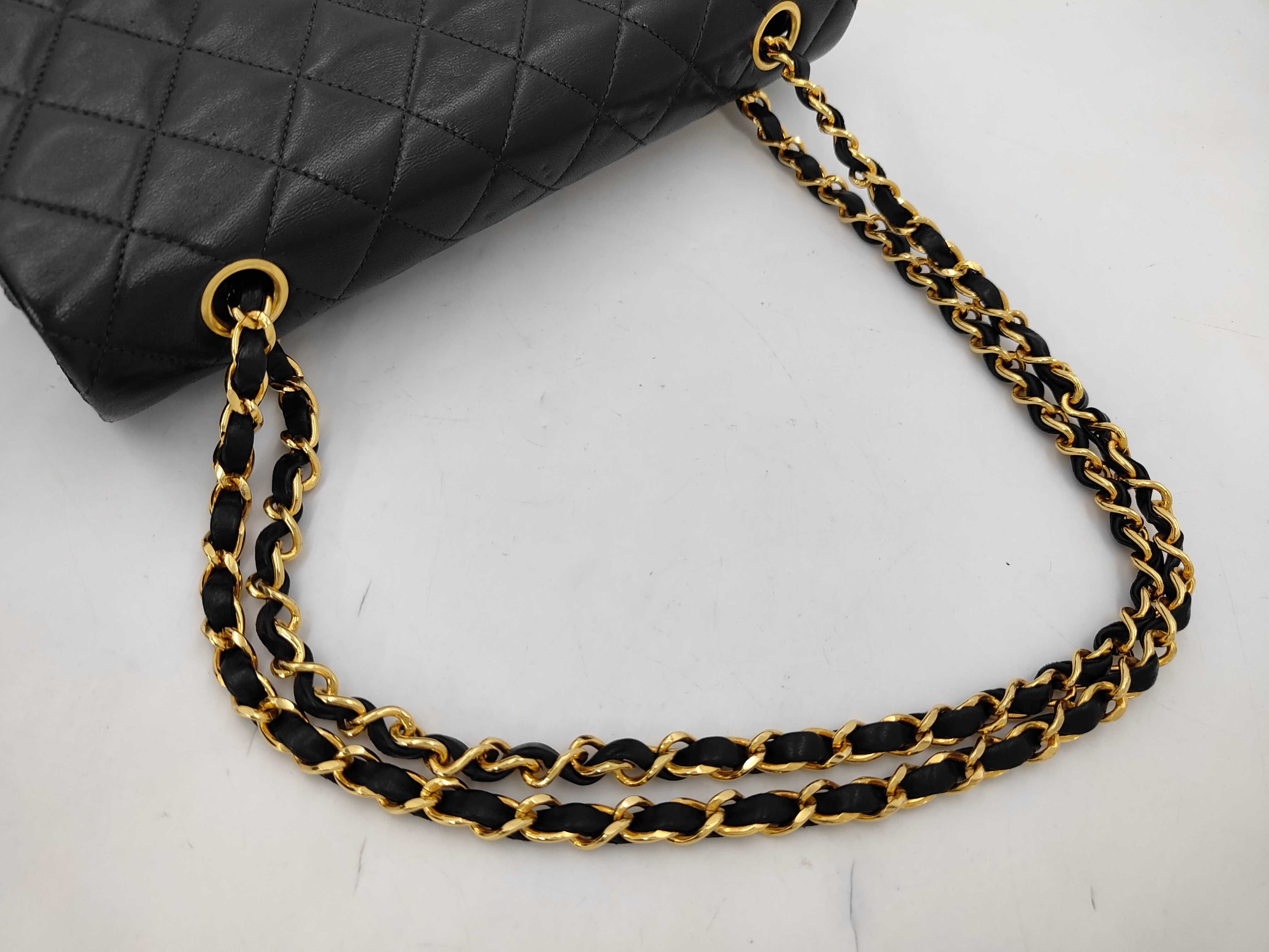 Matelassé Lambskin Double Flap Black Shoulder Bag — view 3