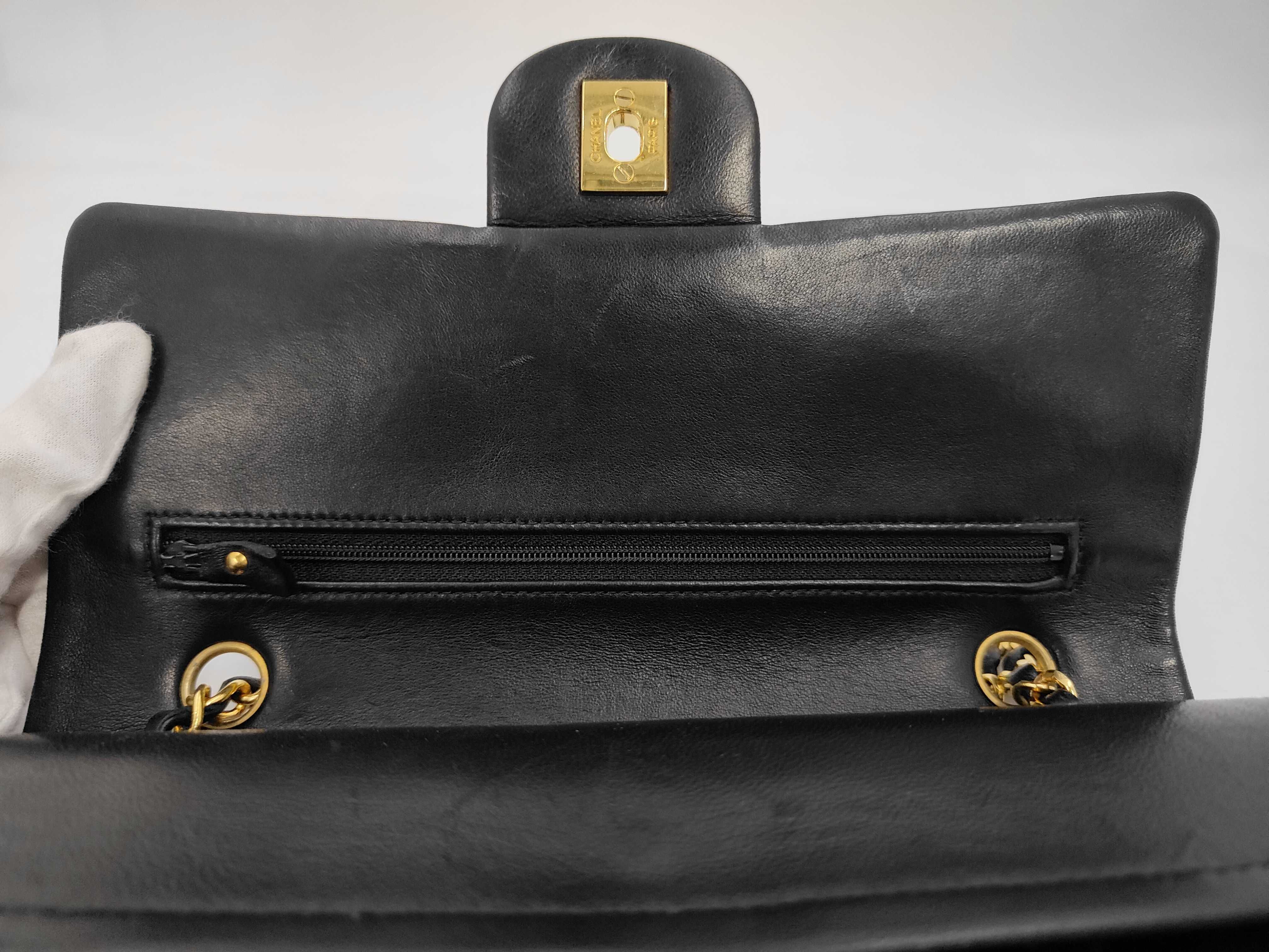 Matelassé Lambskin Double Flap Black Shoulder Bag — view 8
