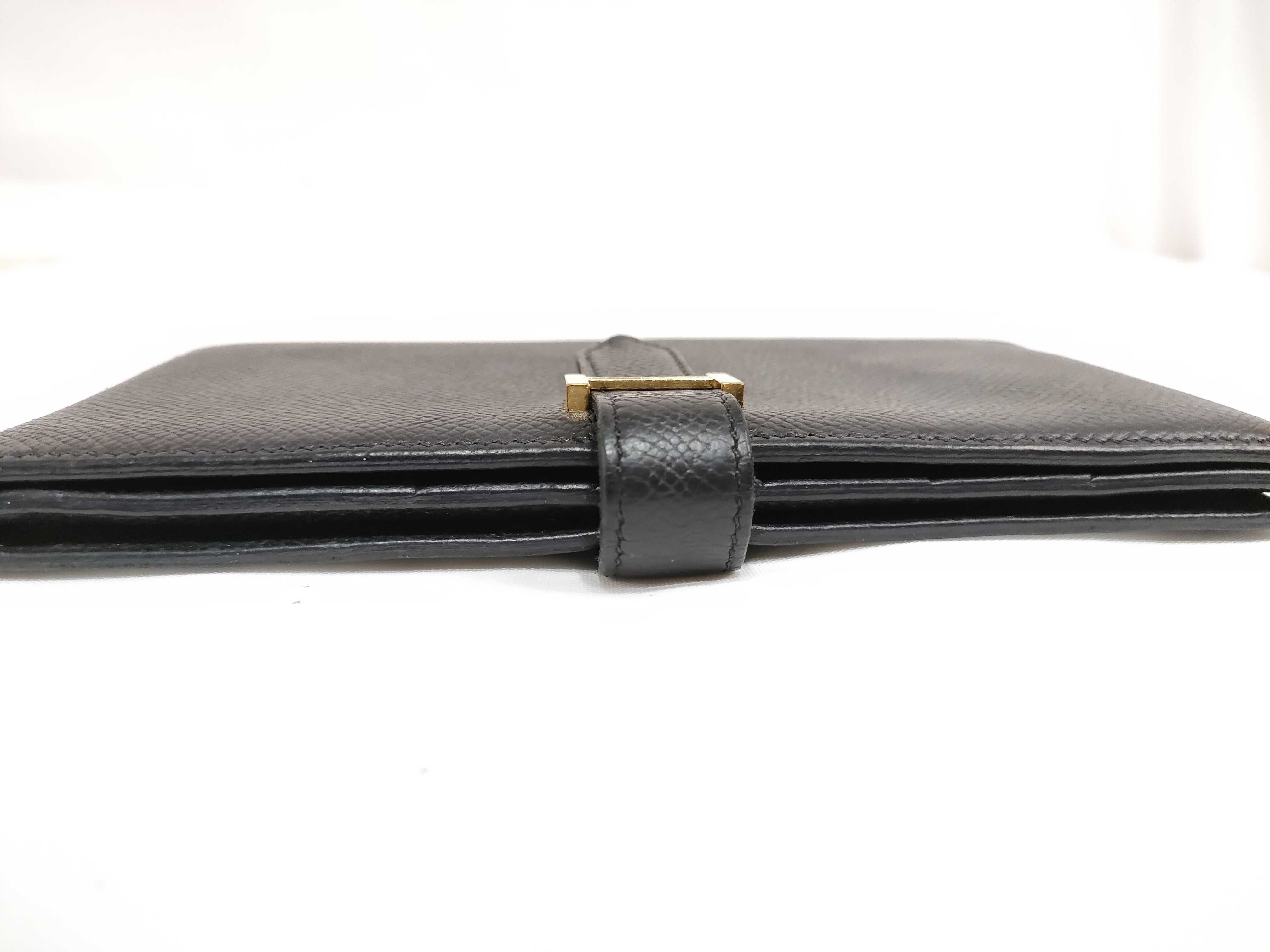 Bearn Soufflé Long Wallet, Black Epsom Leather, X Stamp — view 5
