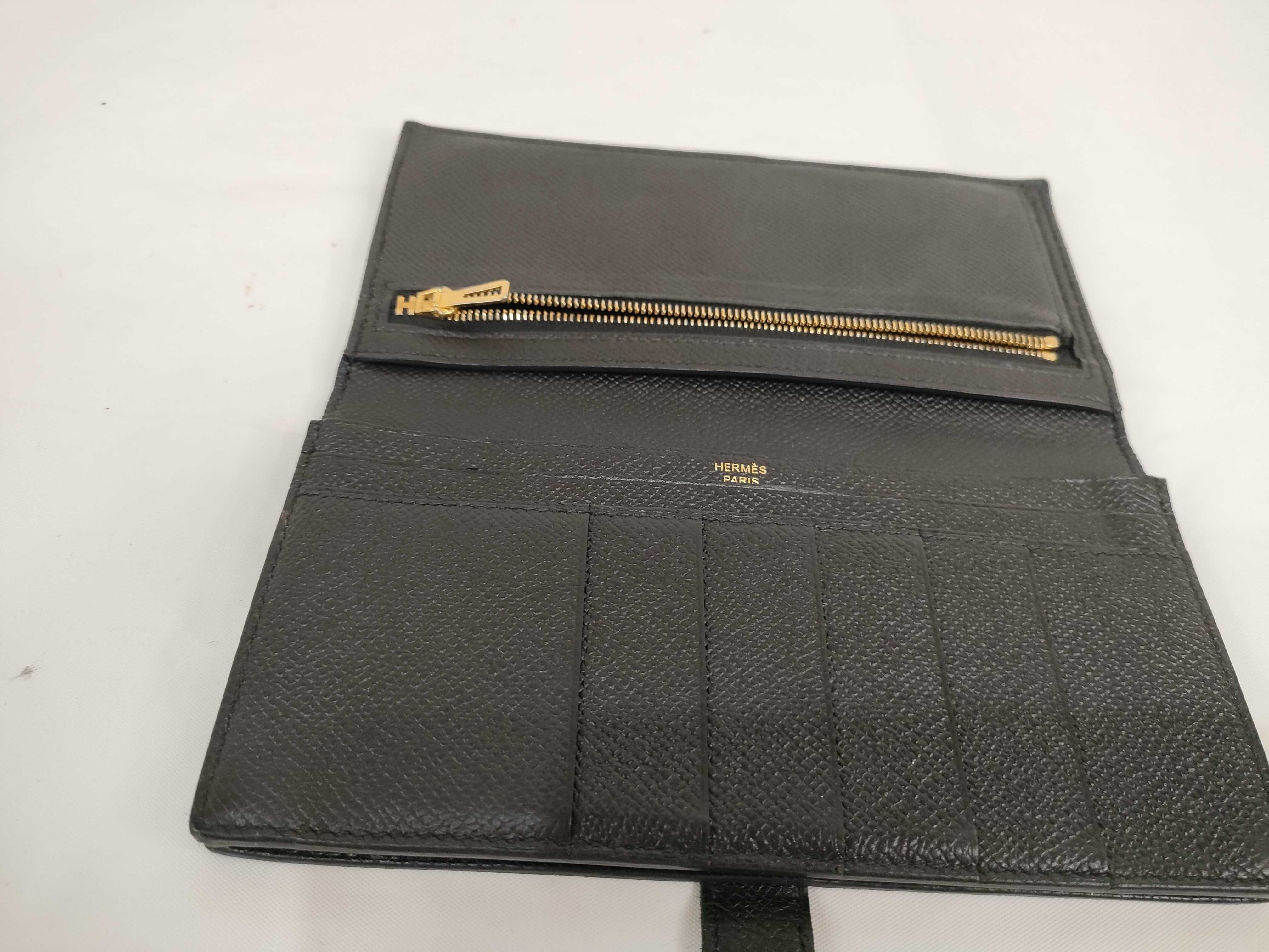 Bearn Soufflé Long Wallet, Black Epsom Leather, X Stamp — view 8