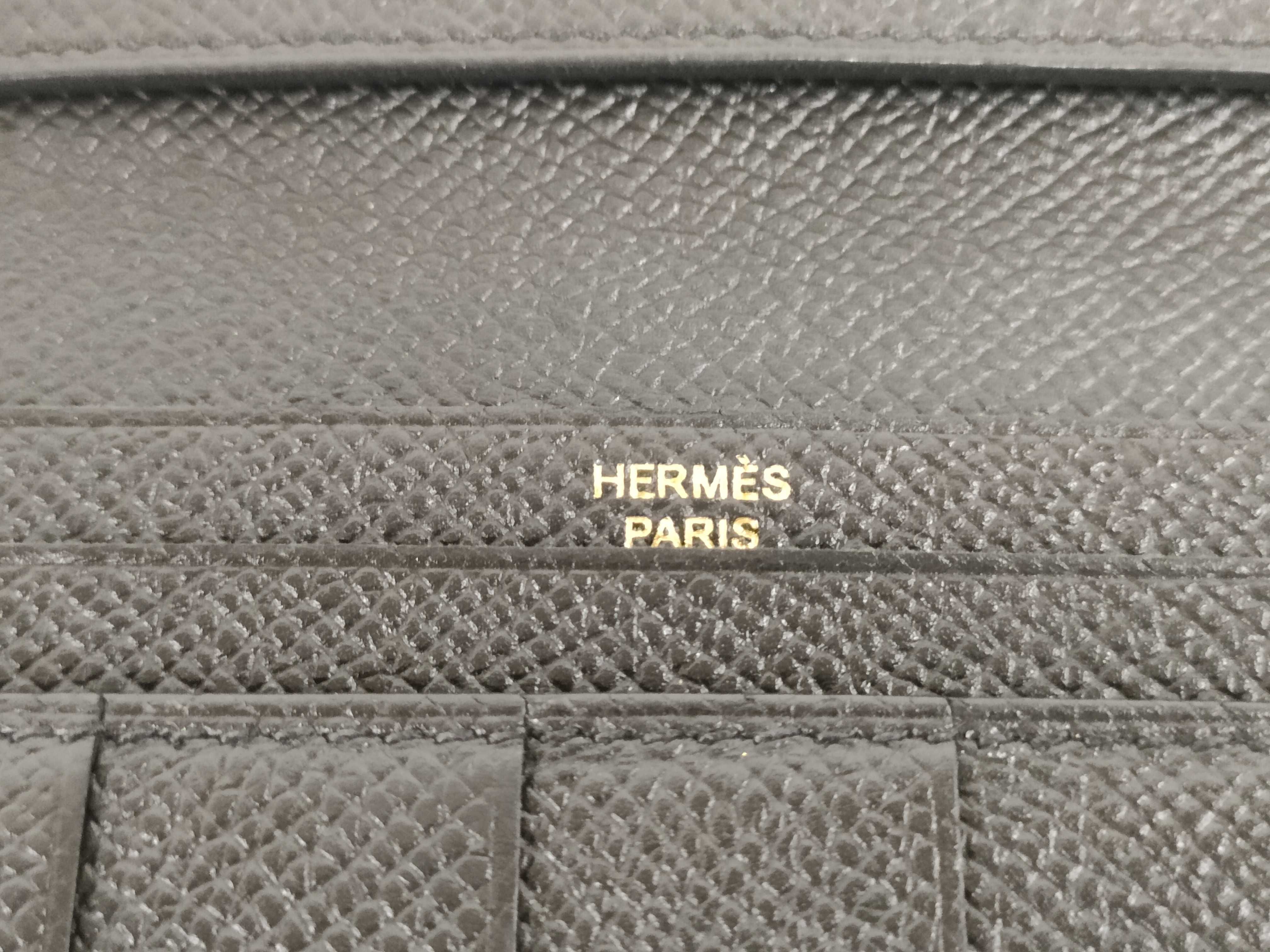 Bearn Soufflé Long Wallet, Black Epsom Leather, X Stamp — view 9
