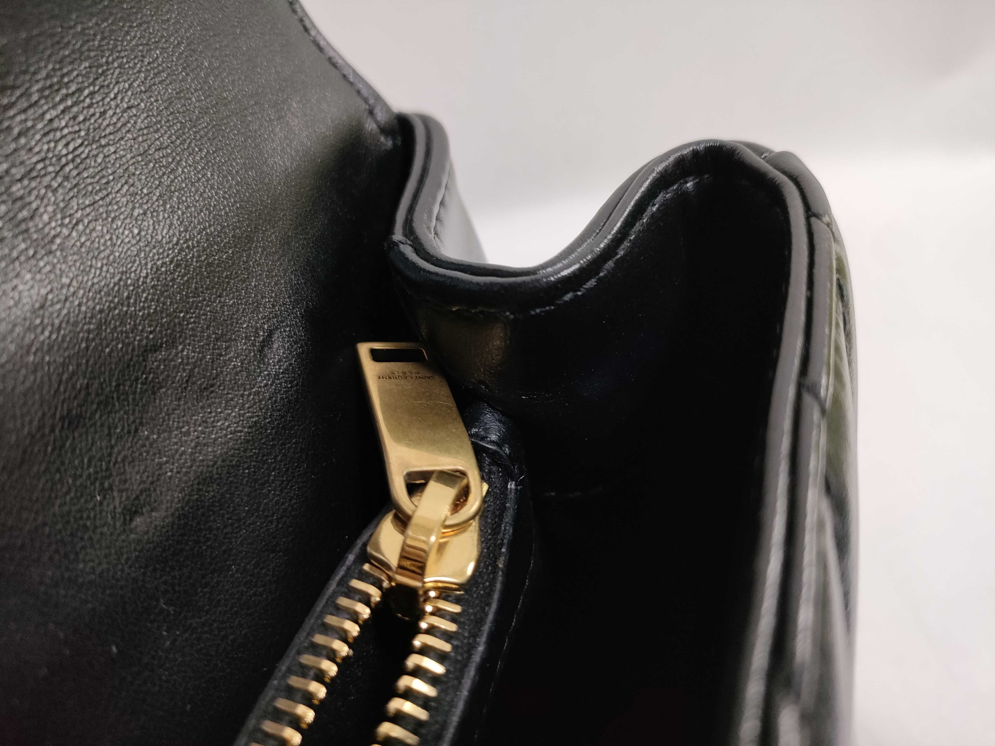 ID-Saint Laurent Cowskin Matelasse Chevron Studded Monogram Medium Shoulder Bag — view 13