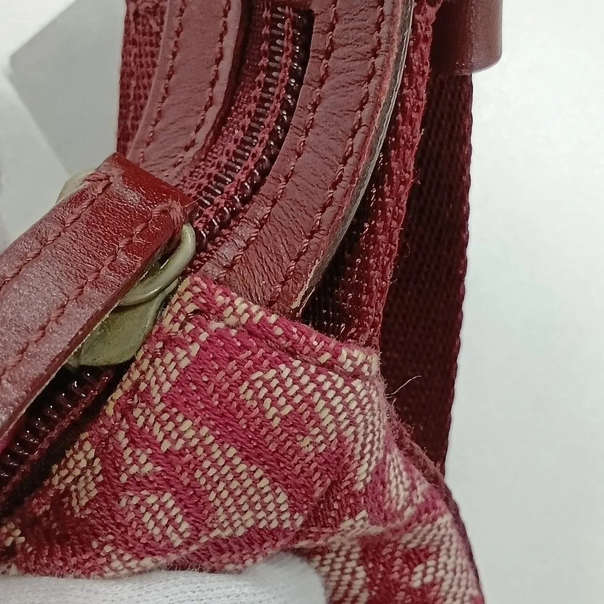 Trotter Canvas x Leather Shoulder Bag, Red — view 11