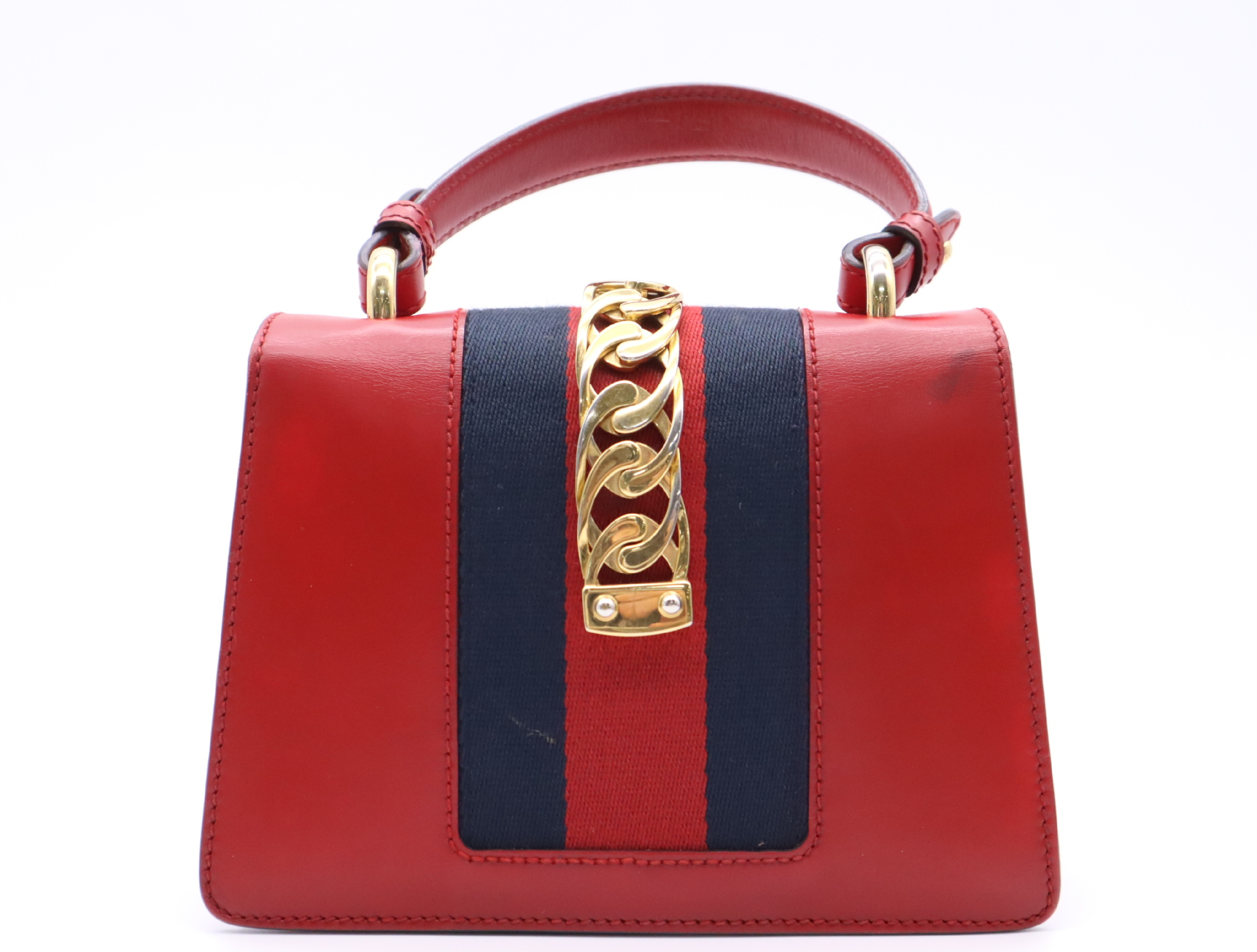 470270 Leather Sylvie 2-Way Handbag, Red, Gold Hardware, Includes 2 Shoulder Straps. — view 2