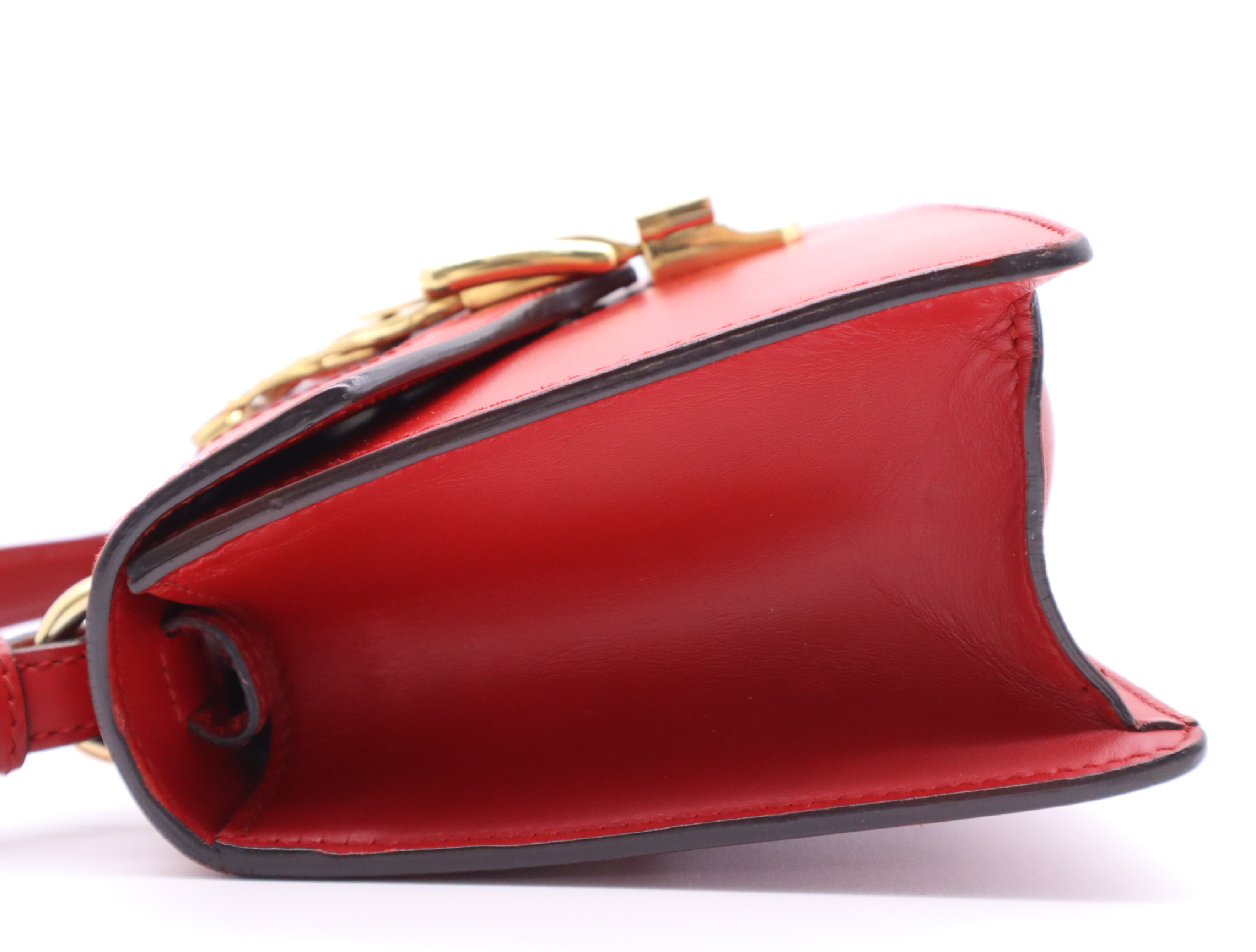 470270 Leather Sylvie 2-Way Handbag, Red, Gold Hardware, Includes 2 Shoulder Straps. — view 3