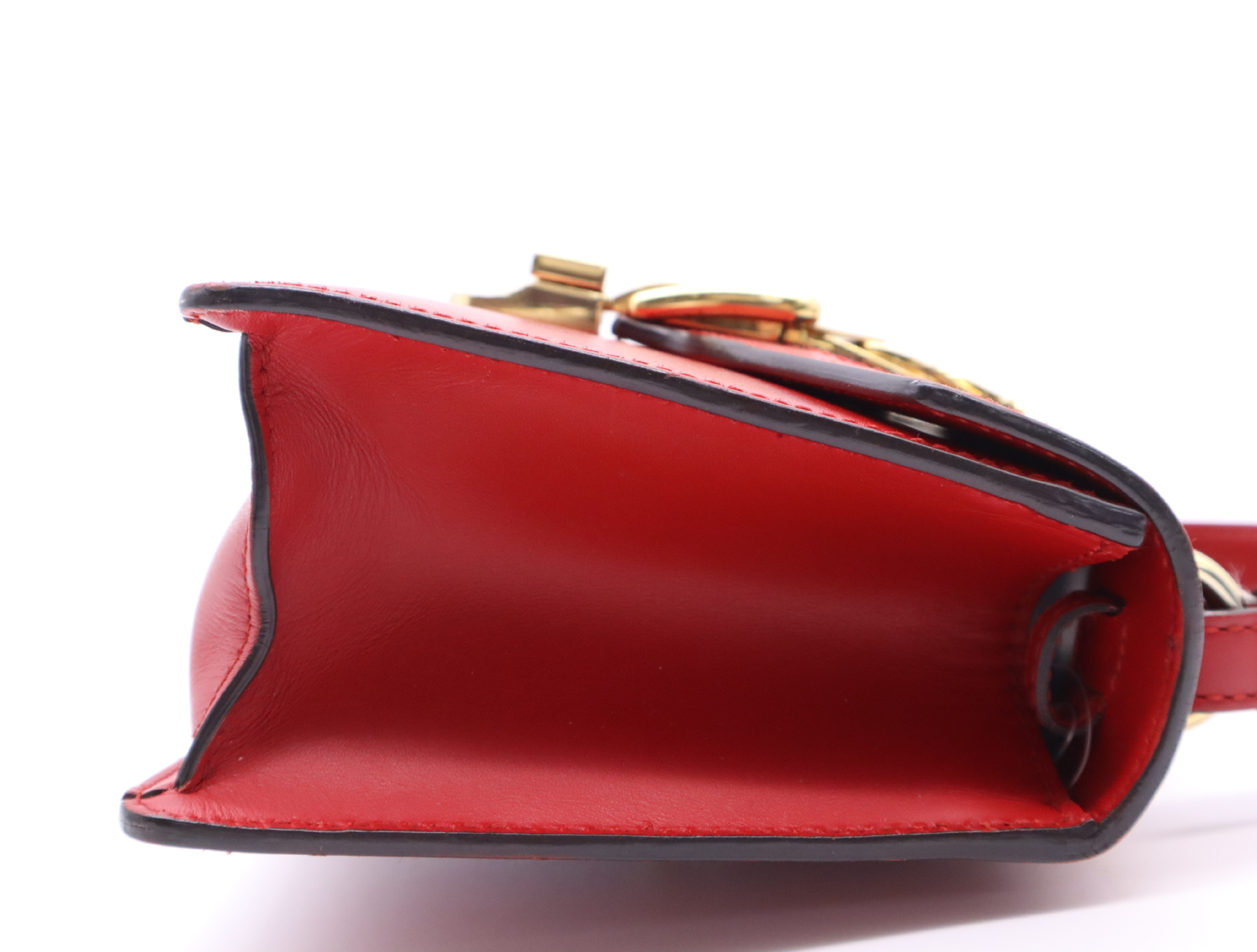 470270 Leather Sylvie 2-Way Handbag, Red, Gold Hardware, Includes 2 Shoulder Straps. — view 5