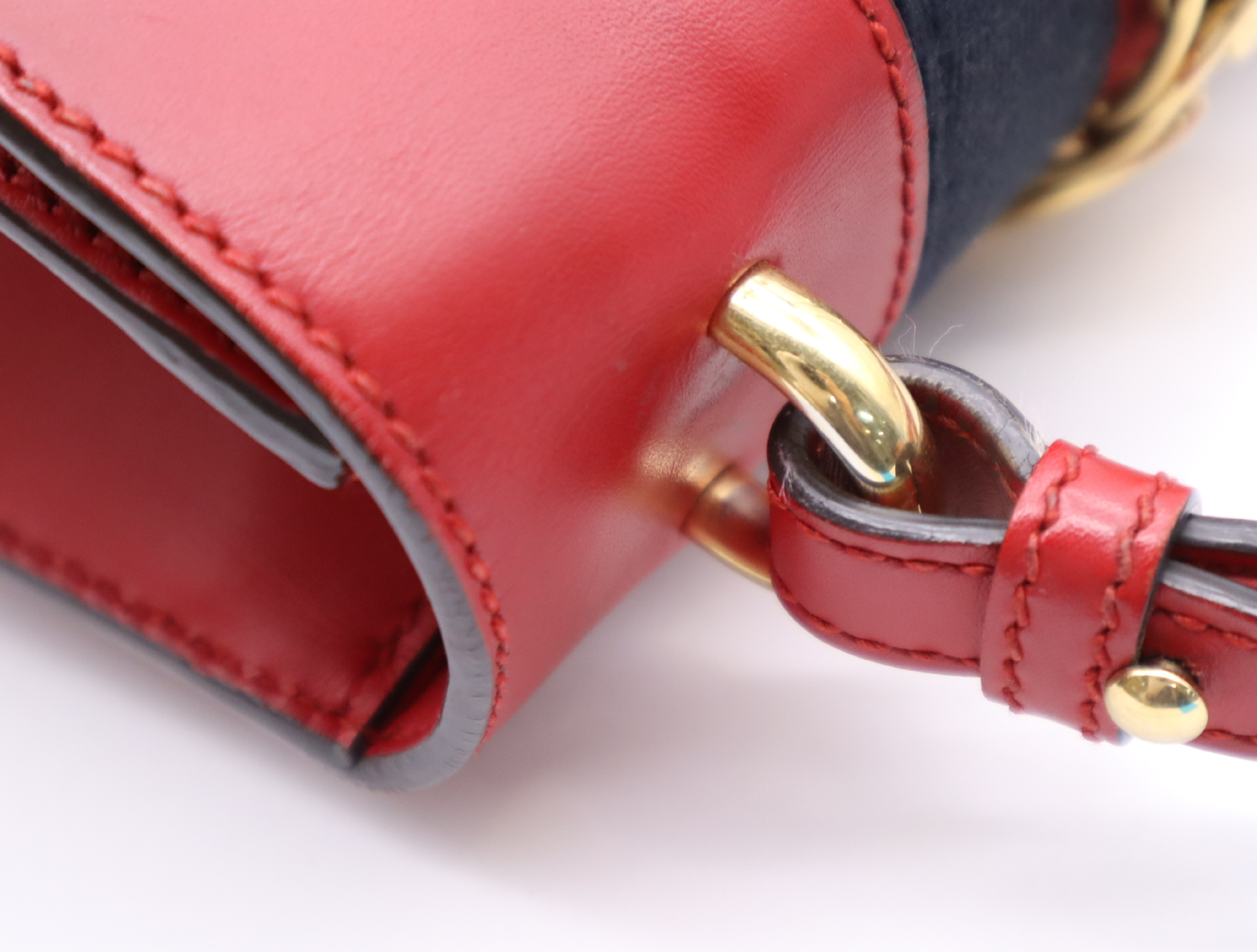 470270 Leather Sylvie 2-Way Handbag, Red, Gold Hardware, Includes 2 Shoulder Straps. — view 8