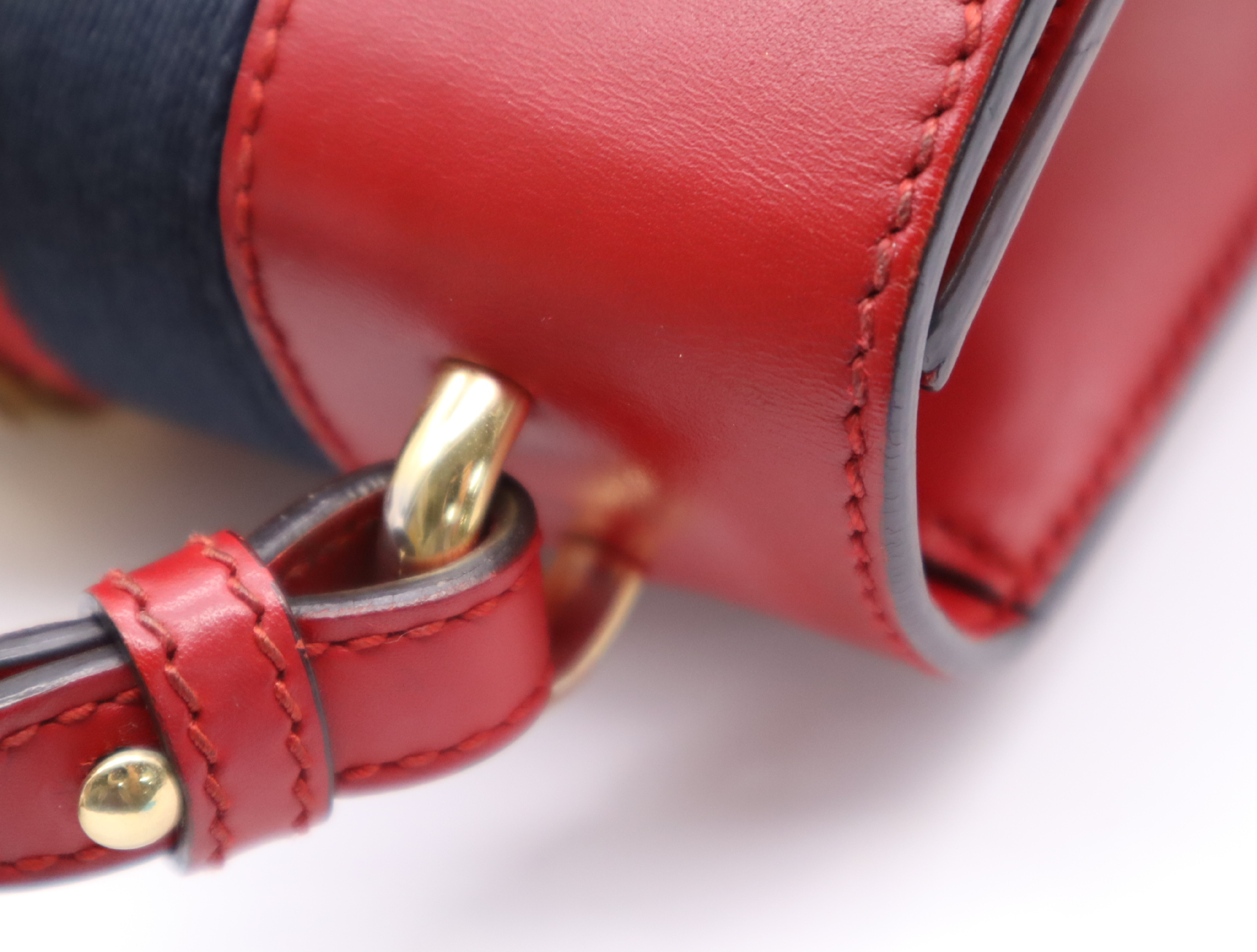 470270 Leather Sylvie 2-Way Handbag, Red, Gold Hardware, Includes 2 Shoulder Straps. — view 9