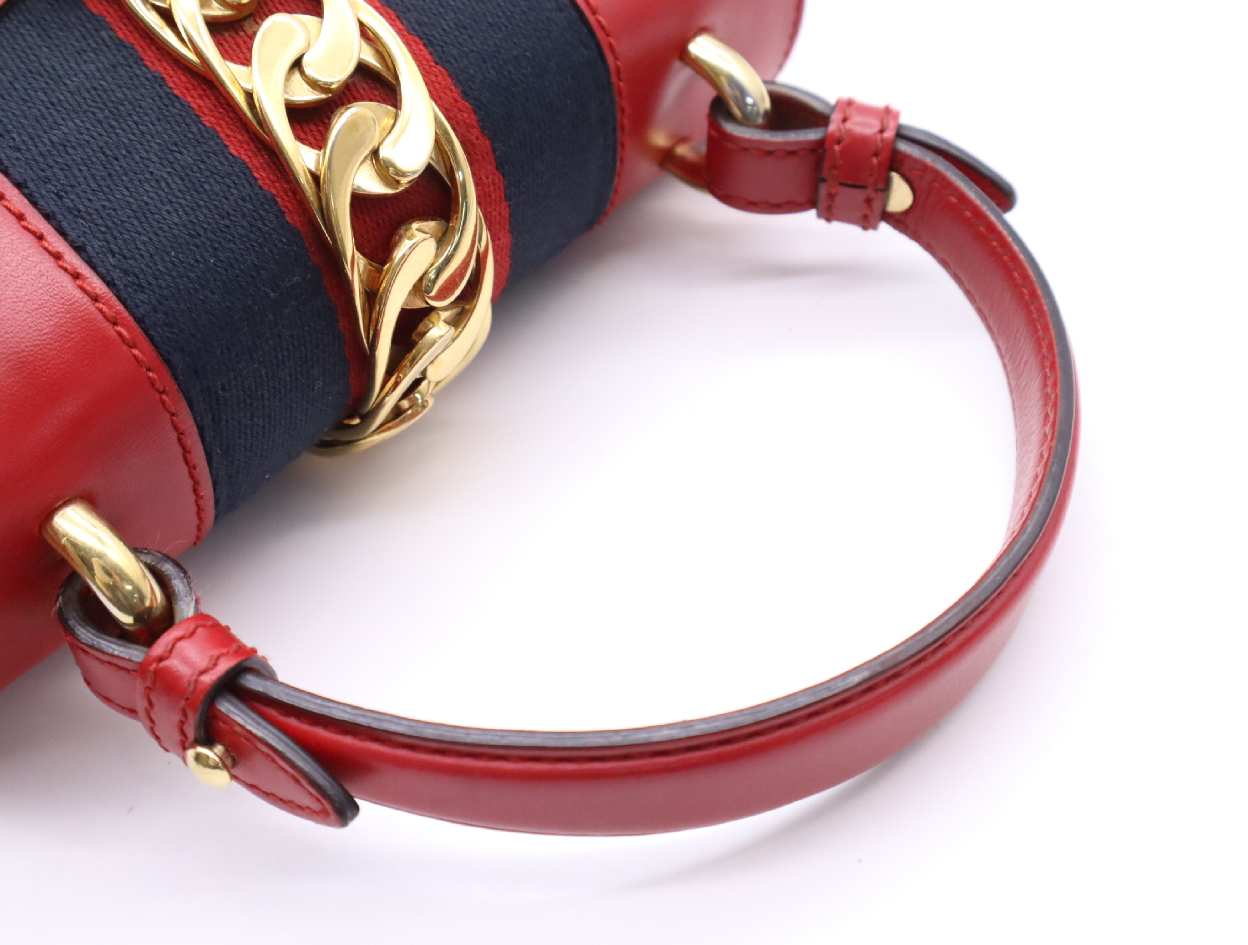 470270 Leather Sylvie 2-Way Handbag, Red, Gold Hardware, Includes 2 Shoulder Straps. — view 10