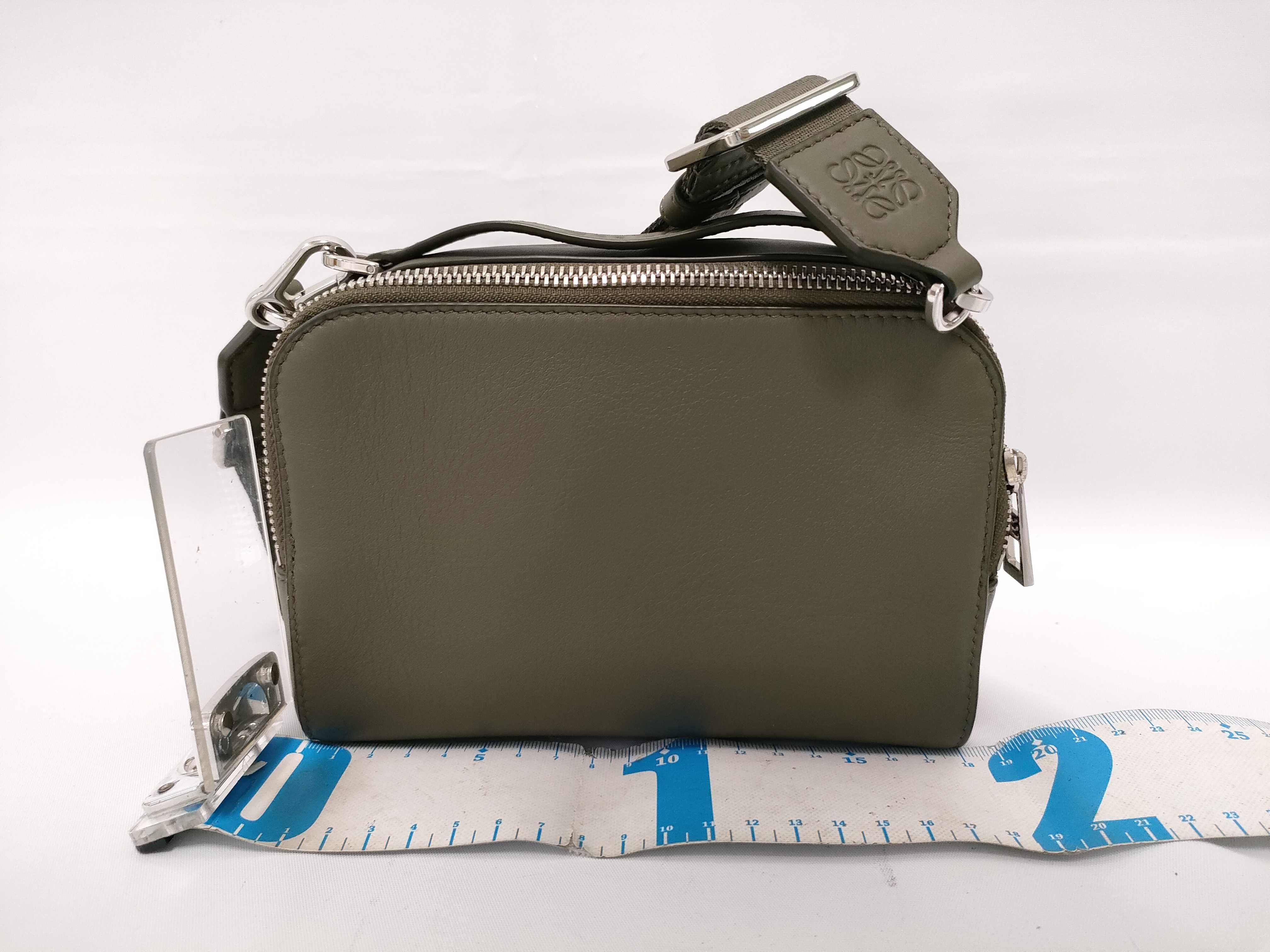 SG- Mini Crossbody Camera Satin Calfskin Leather Shoulder Bag Khaki Green — view 2