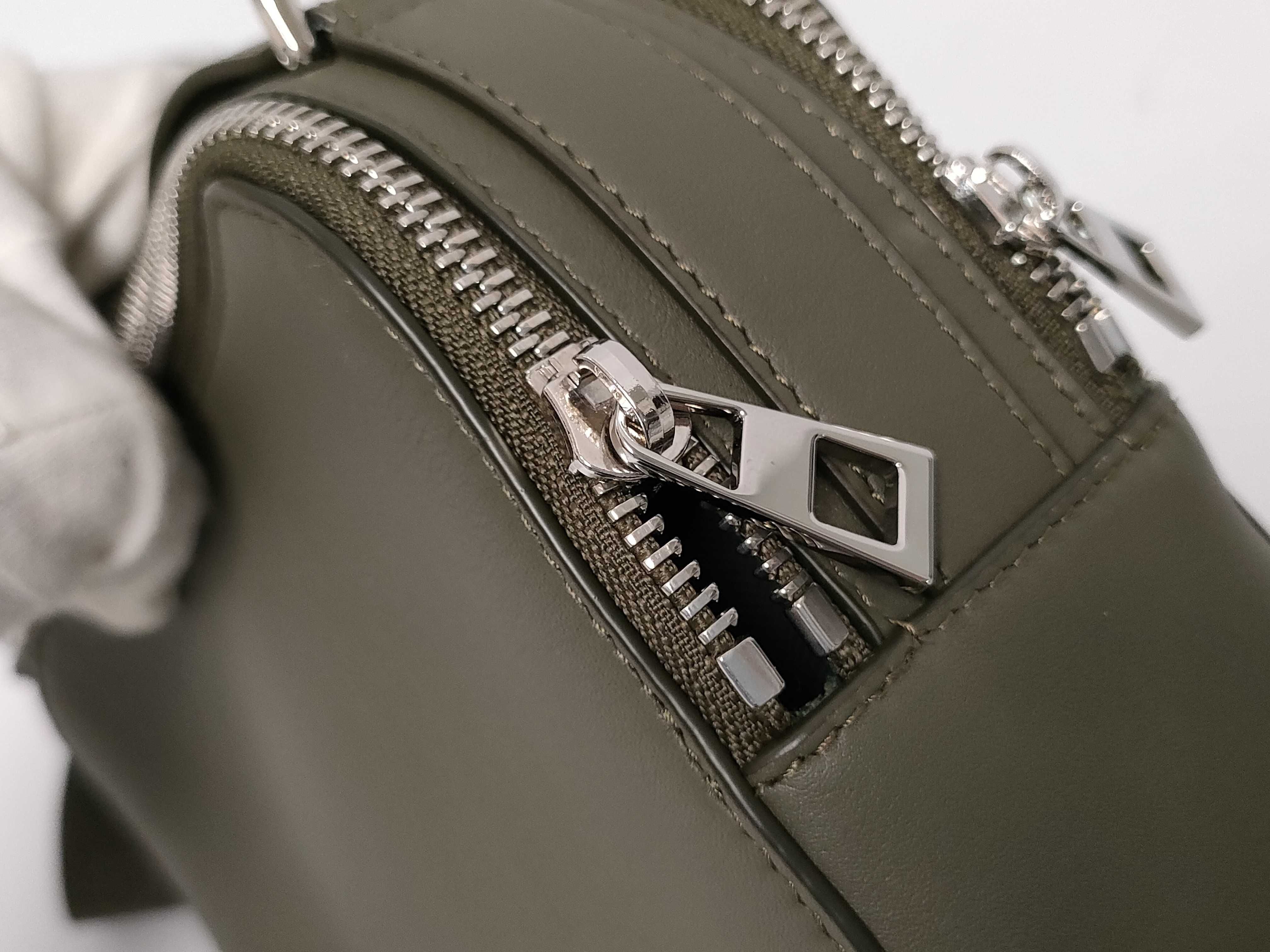 SG- Mini Crossbody Camera Satin Calfskin Leather Shoulder Bag Khaki Green — view 8