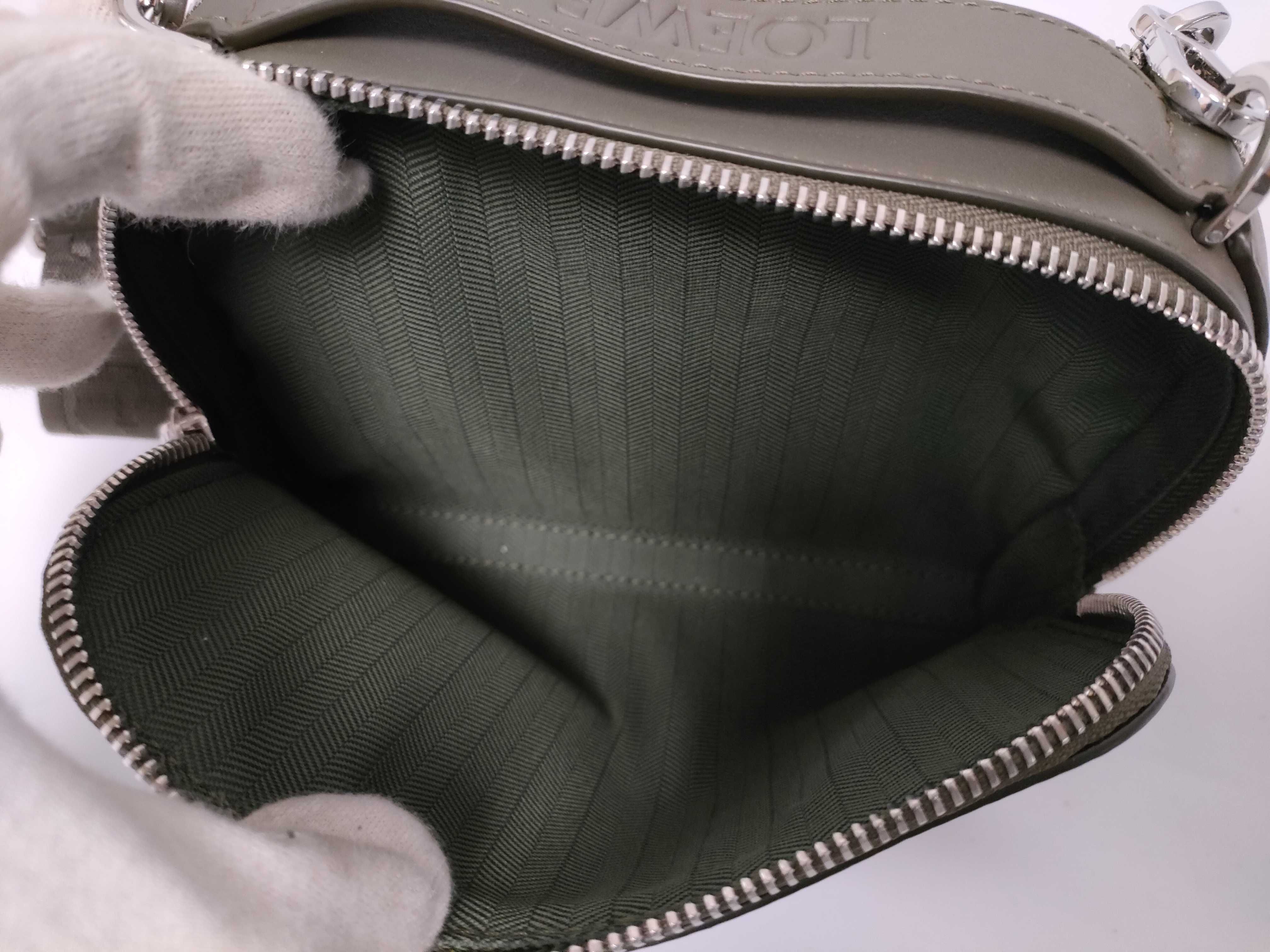 SG- Mini Crossbody Camera Satin Calfskin Leather Shoulder Bag Khaki Green — view 9