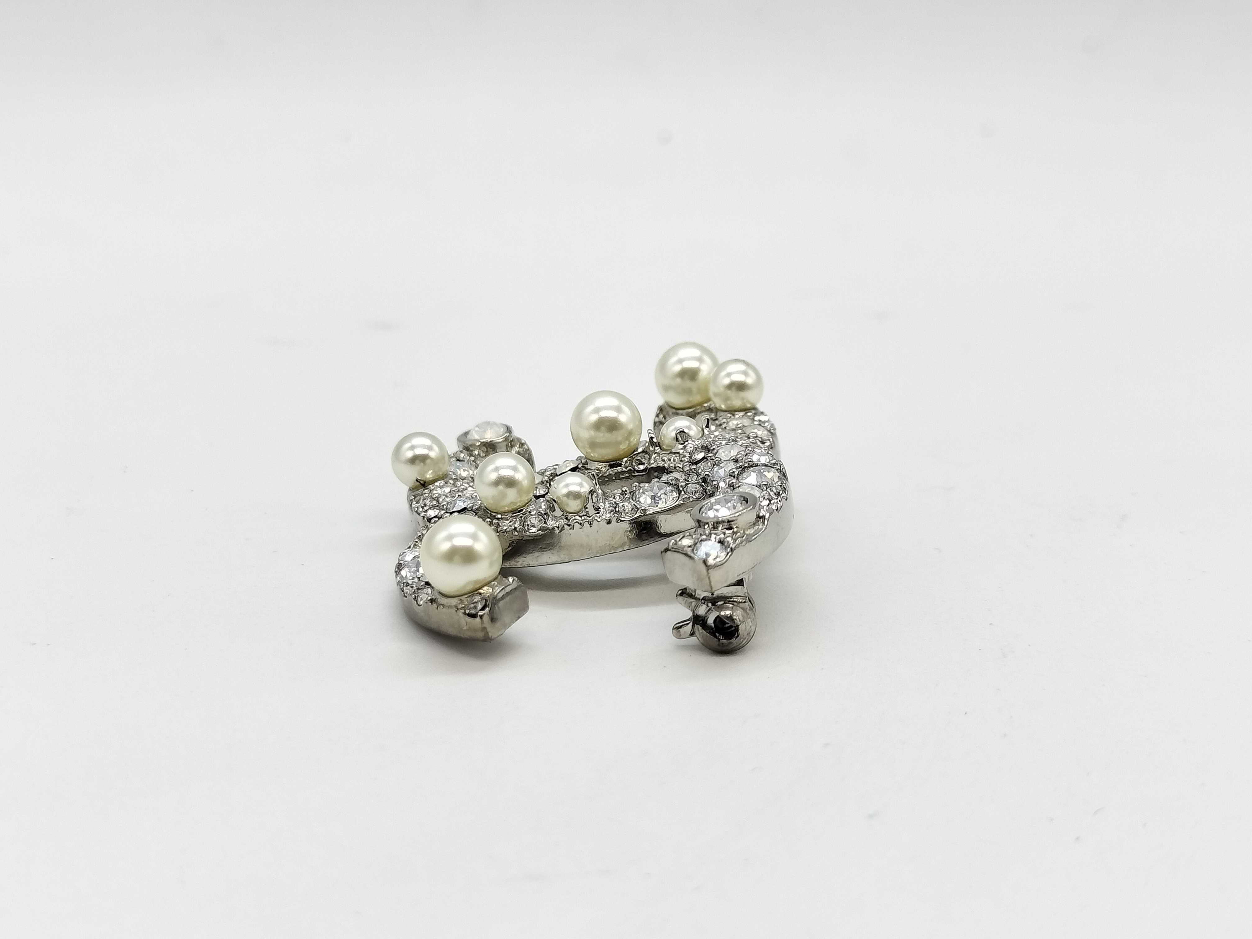 Coco Mark Rhinestone and Pearl Brooch — view 2