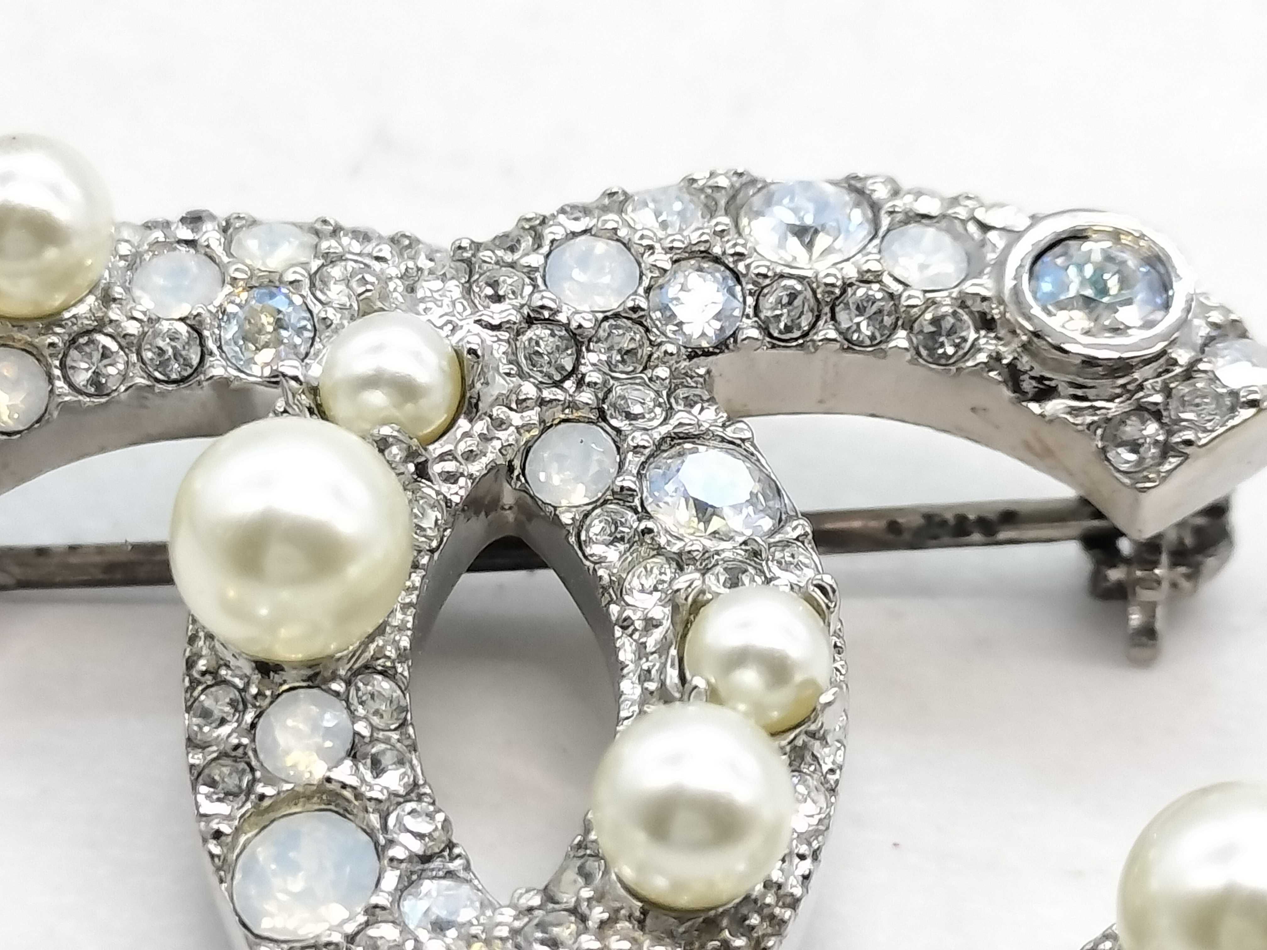 Coco Mark Rhinestone and Pearl Brooch — view 7