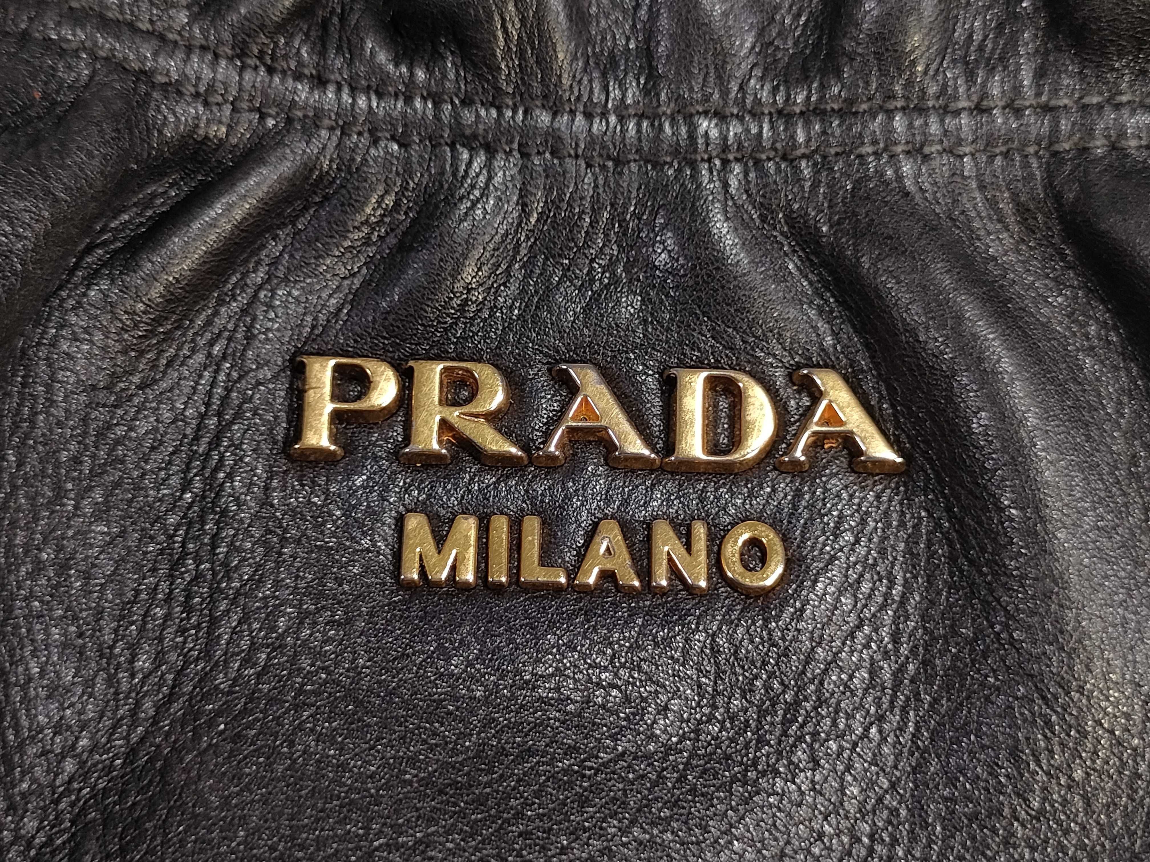 Black Leather Shirring Tote Bag (Handbag) — view 10