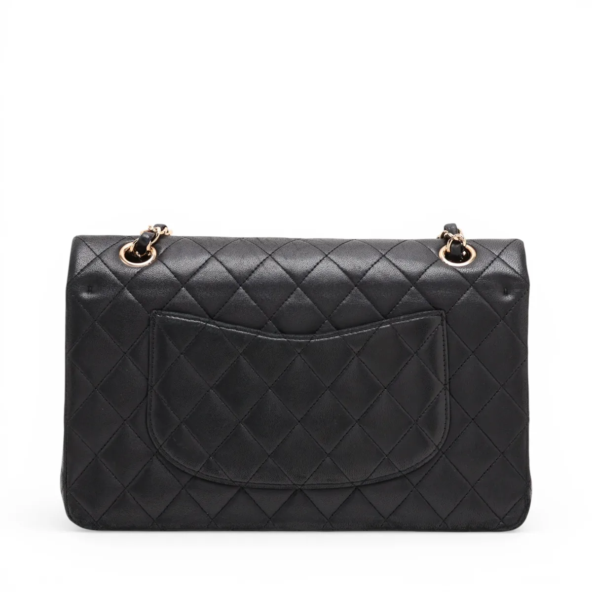 Matelassé 25 Lambskin Double Flap Double Chain Bag, Black with Gold Hardware, 13497539, Serial Number , A01112 — view 2