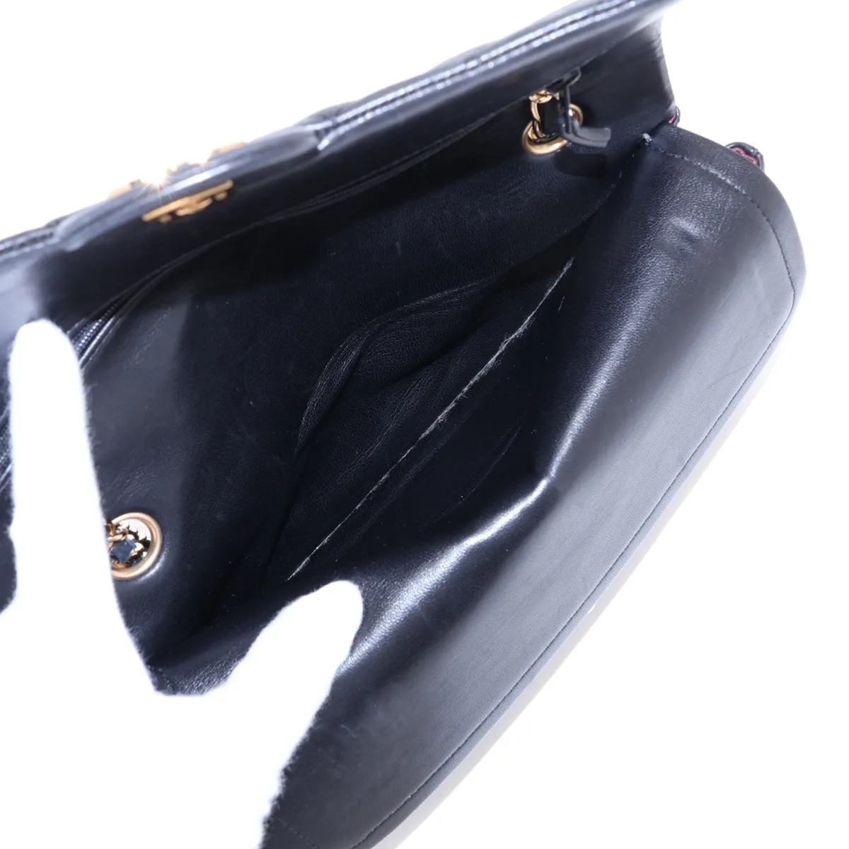 Matelassé 25 Lambskin Double Flap Double Chain Bag, Black with Gold Hardware, 13497539, Serial Number , A01112 — view 11