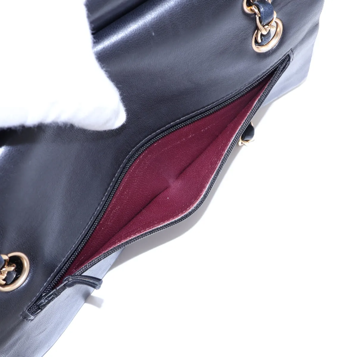 Matelassé 25 Lambskin Double Flap Double Chain Bag, Black with Gold Hardware, 13497539, Serial Number , A01112 — view 12