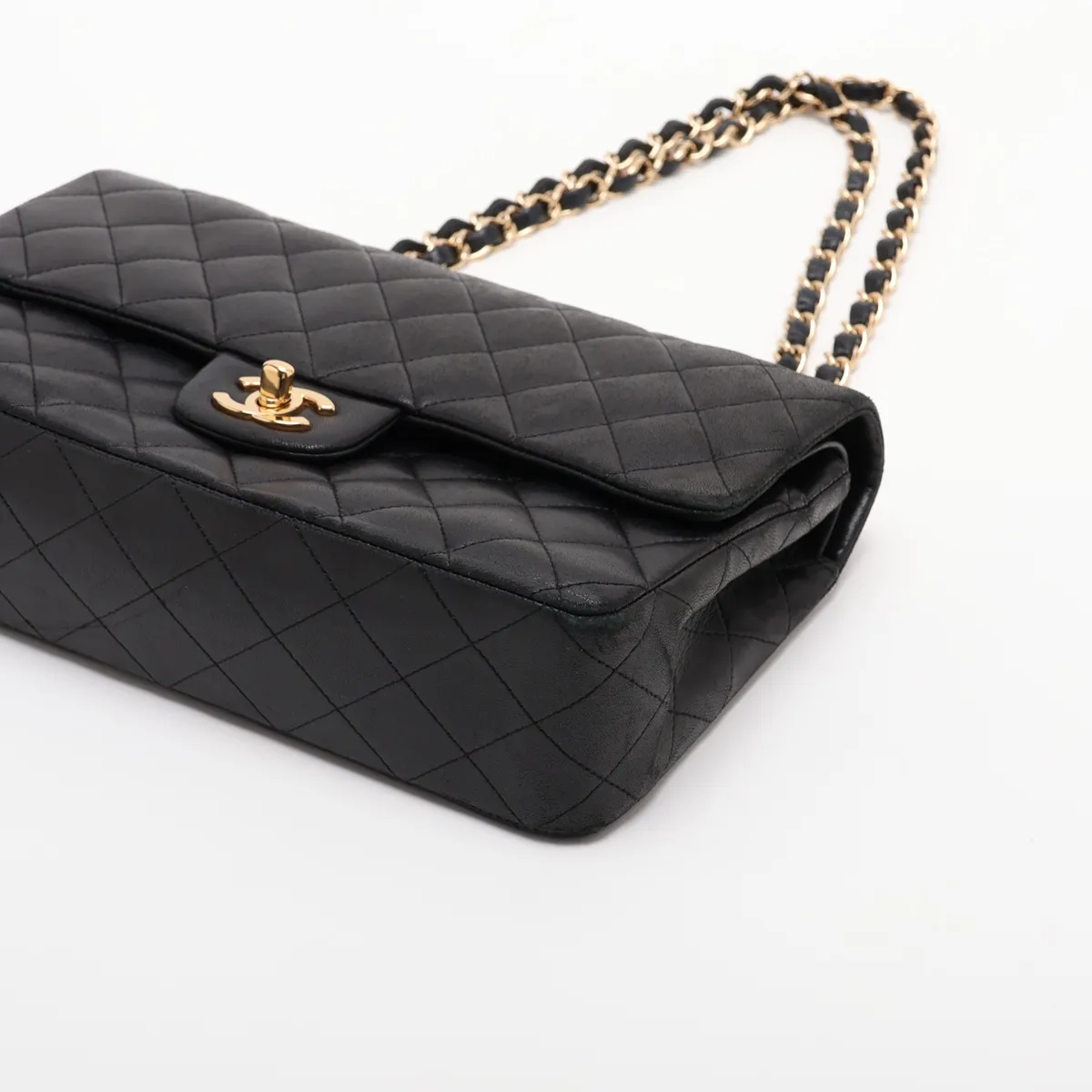 Matelassé 25 Lambskin Double Flap Double Chain Bag, Black with Gold Hardware, 13497539, Serial Number , A01112 — view 3
