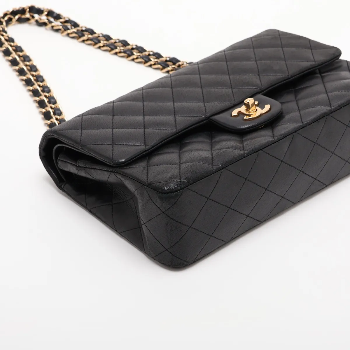 Matelassé 25 Lambskin Double Flap Double Chain Bag, Black with Gold Hardware, 13497539, Serial Number , A01112 — view 4