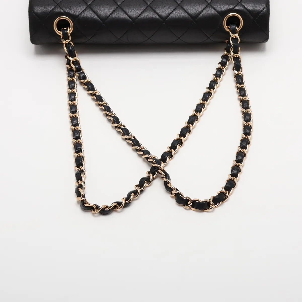 Matelassé 25 Lambskin Double Flap Double Chain Bag, Black with Gold Hardware, 13497539, Serial Number , A01112 — view 5