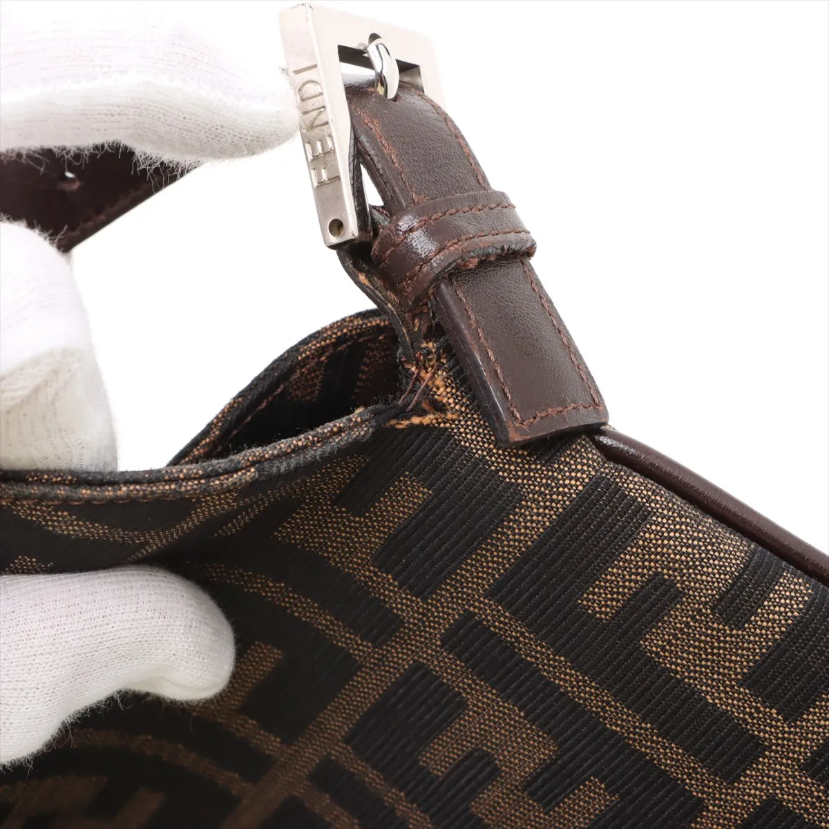 Zucca Canvas x Leather Shoulder Bag Brown — view 11