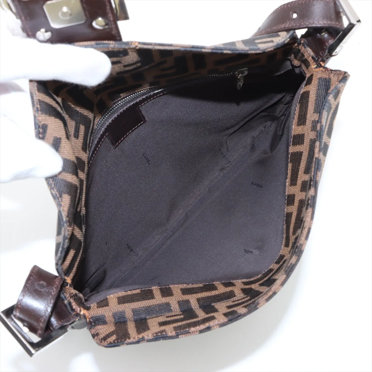 Zucca Canvas x Leather Shoulder Bag Brown — view 6