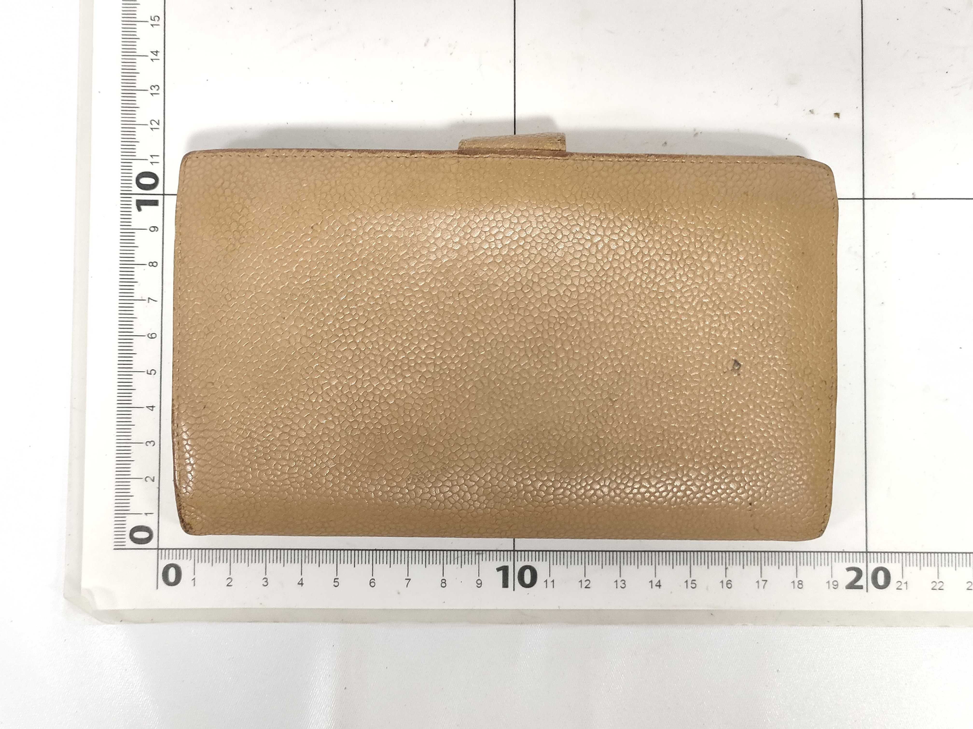 Caviar Skin Wallet, Coco Mark, Beige — view 2