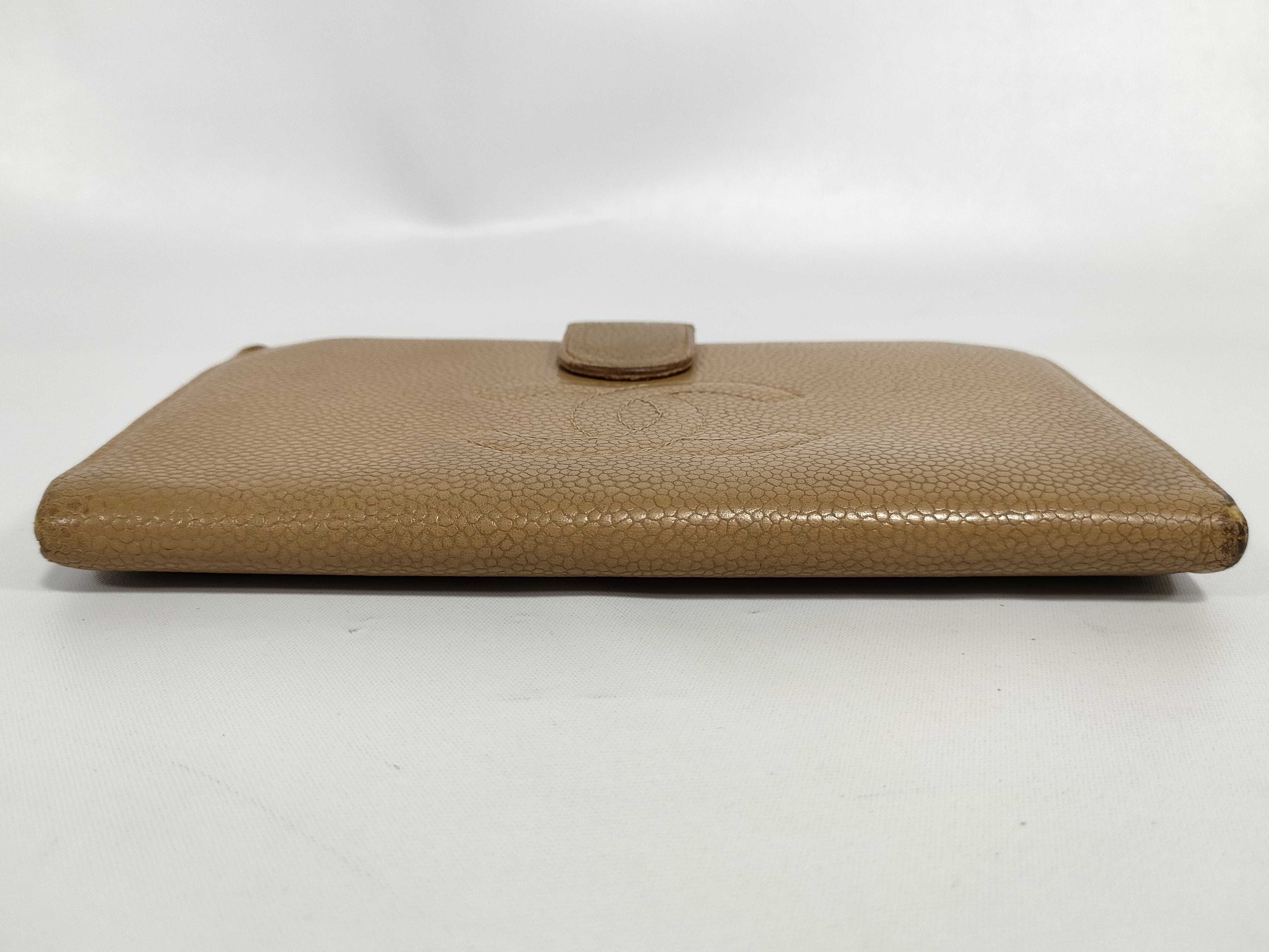 Caviar Skin Wallet, Coco Mark, Beige — view 5