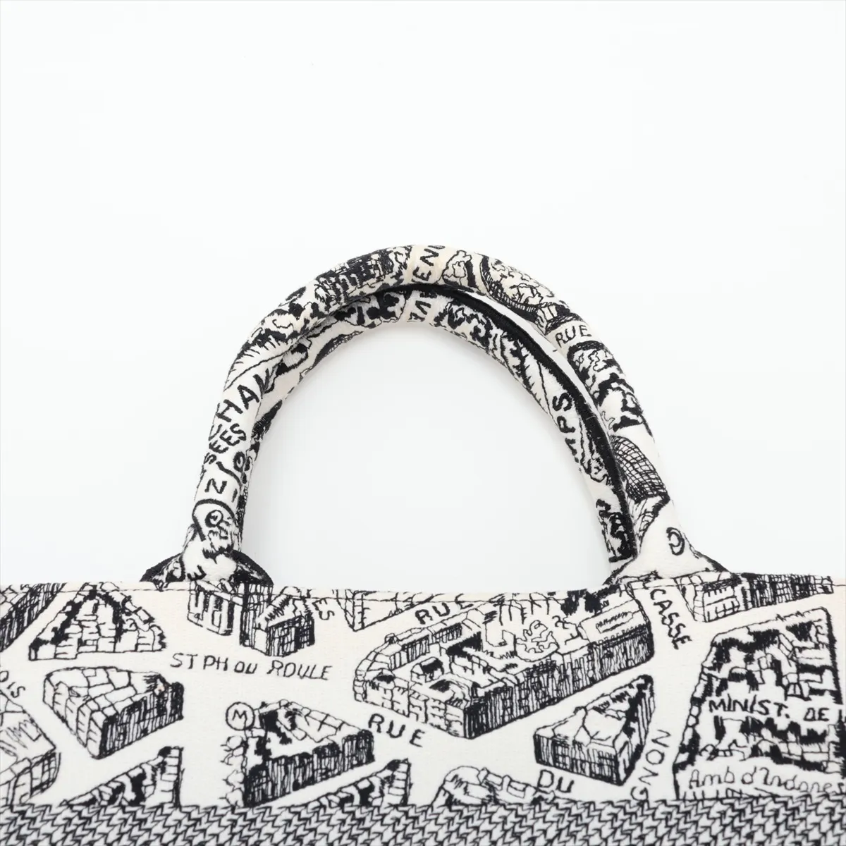 Book Tote Small Canvas Handbag White x Black — view 6