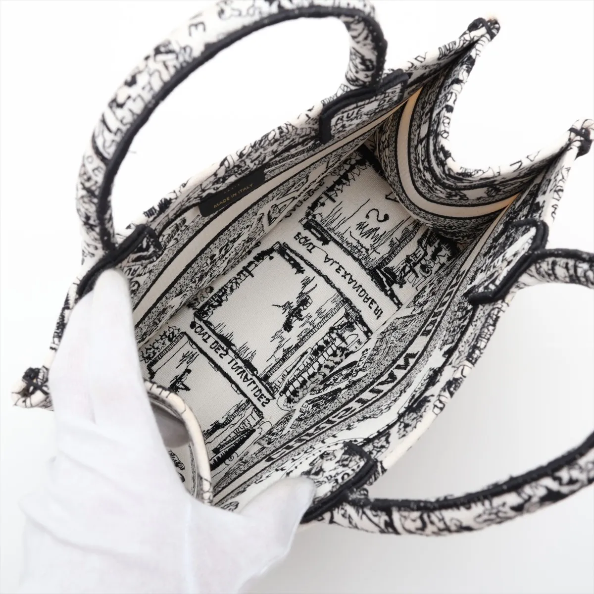 Book Tote Small Canvas Handbag White x Black — view 7