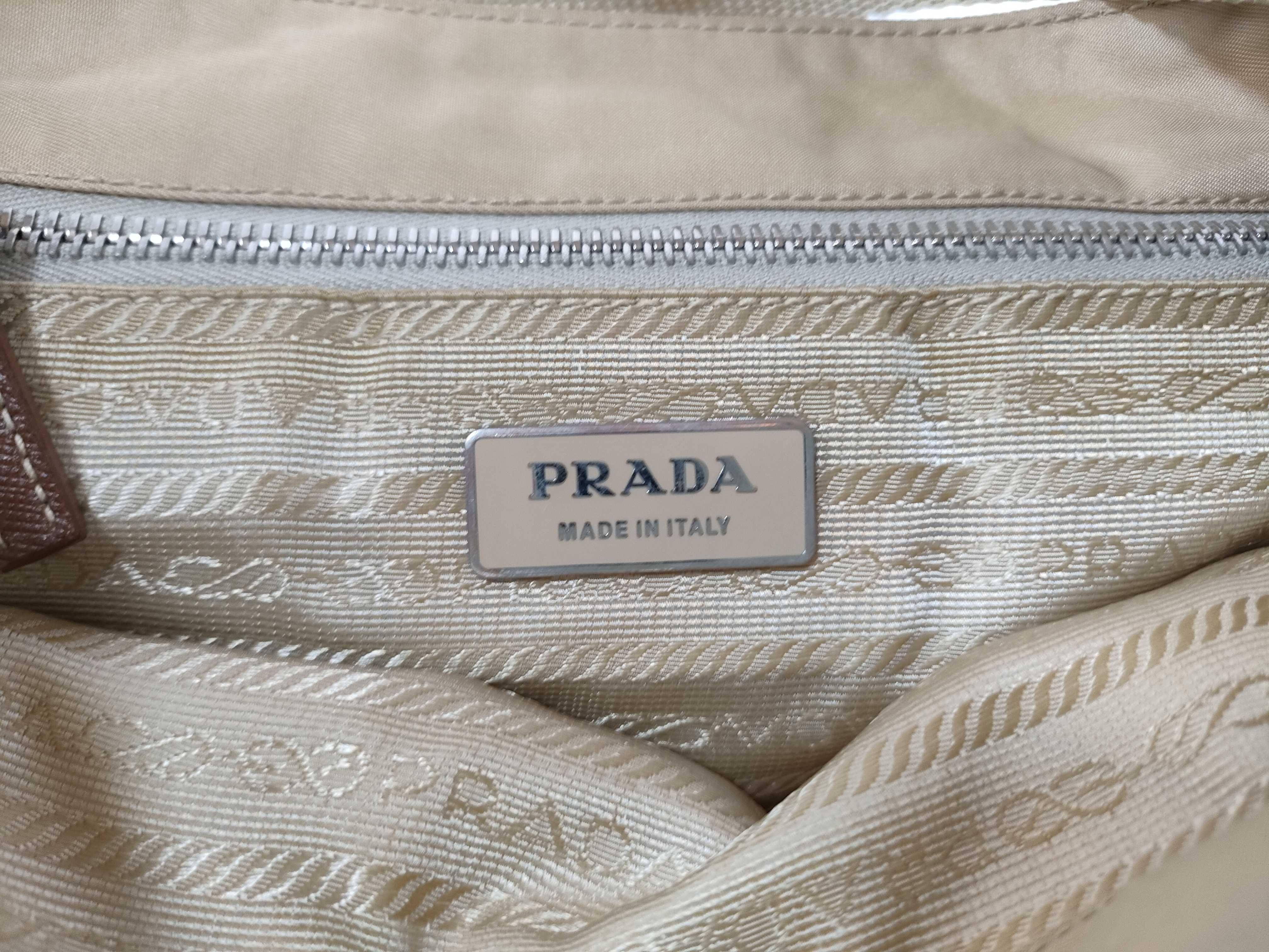 Nylon Quilted Shoulder Bag, Beige — view 12
