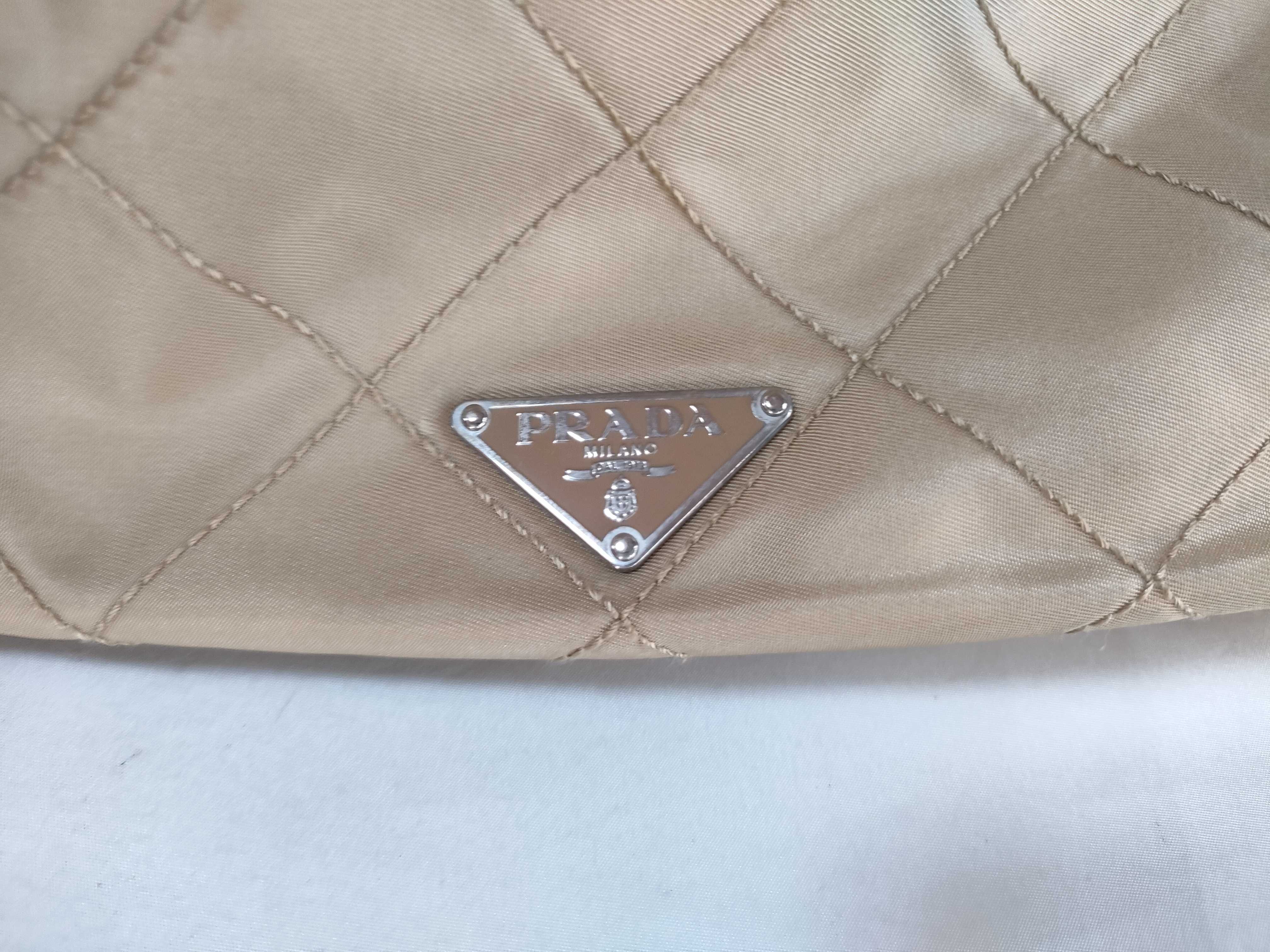 Nylon Quilted Shoulder Bag, Beige — view 13