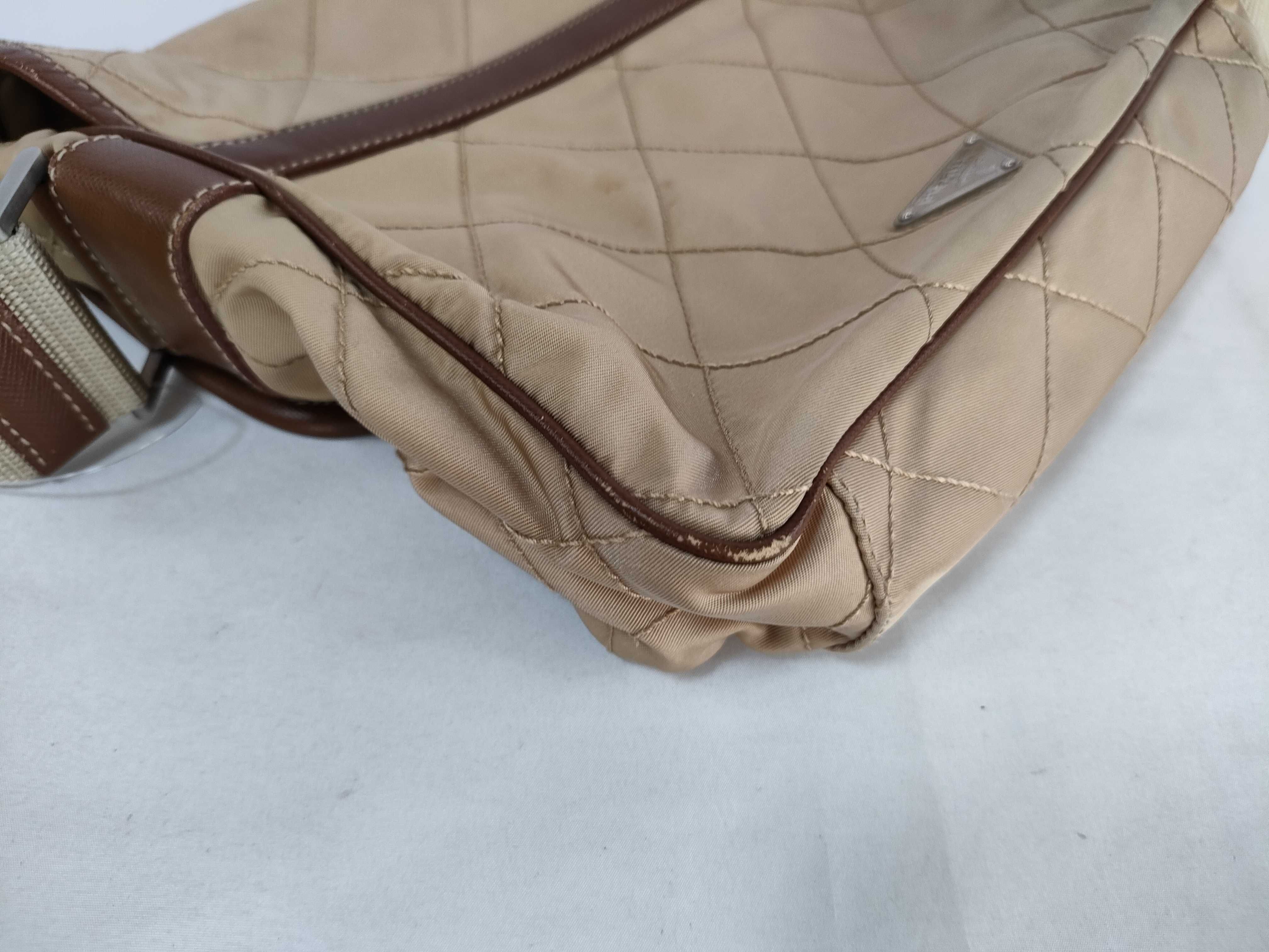 Nylon Quilted Shoulder Bag, Beige — view 14