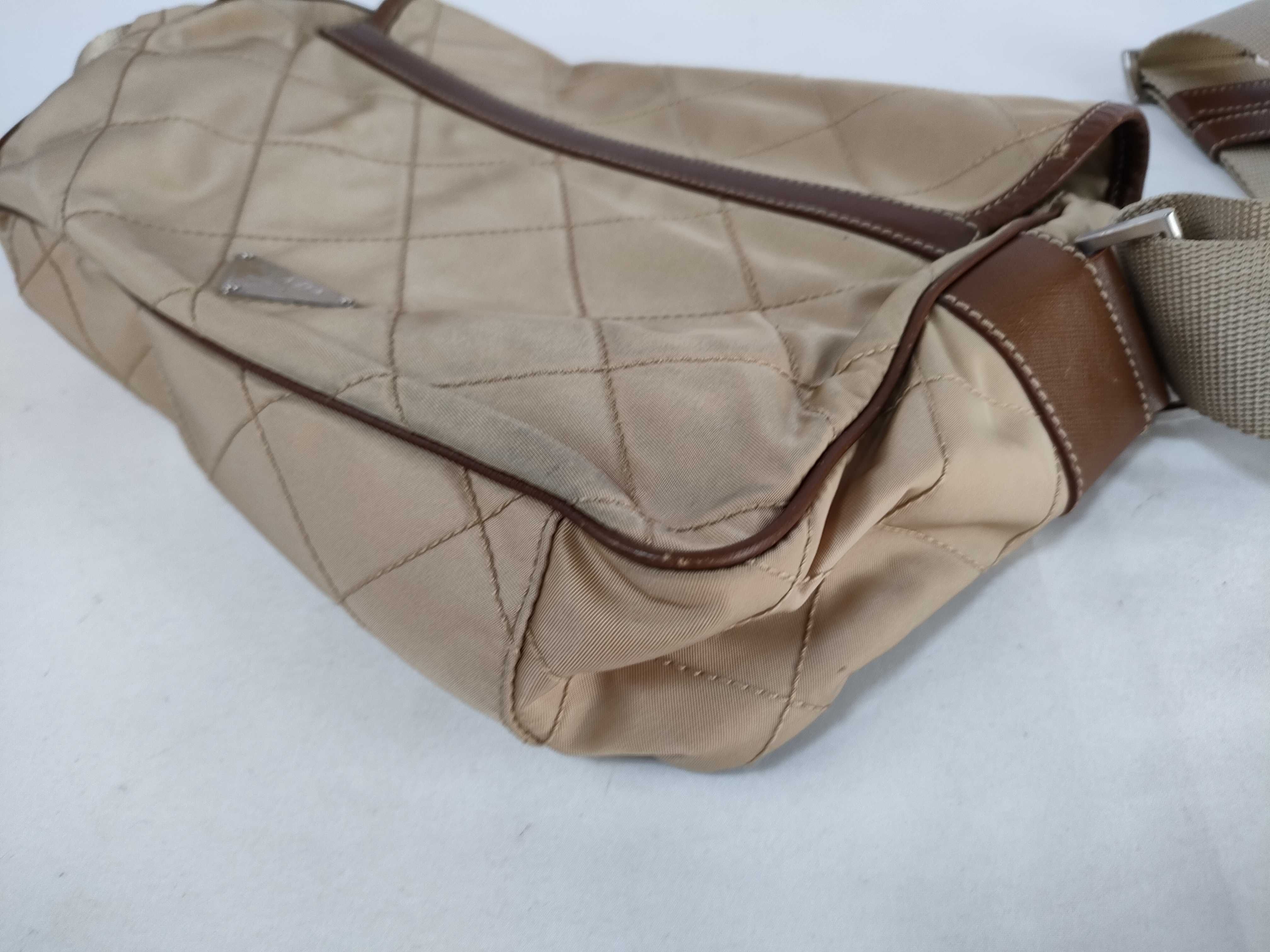 Nylon Quilted Shoulder Bag, Beige — view 15