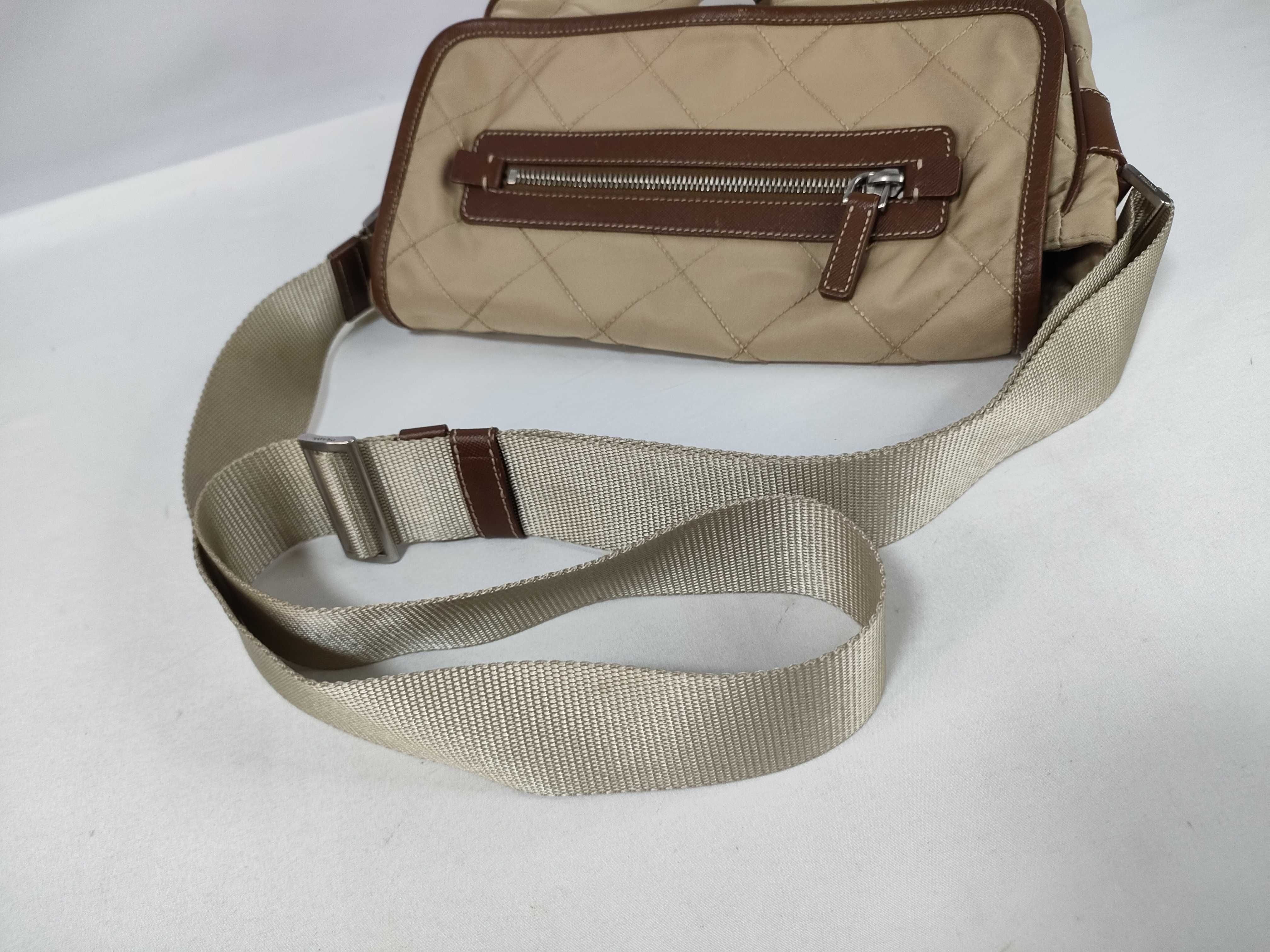 Nylon Quilted Shoulder Bag, Beige — view 3