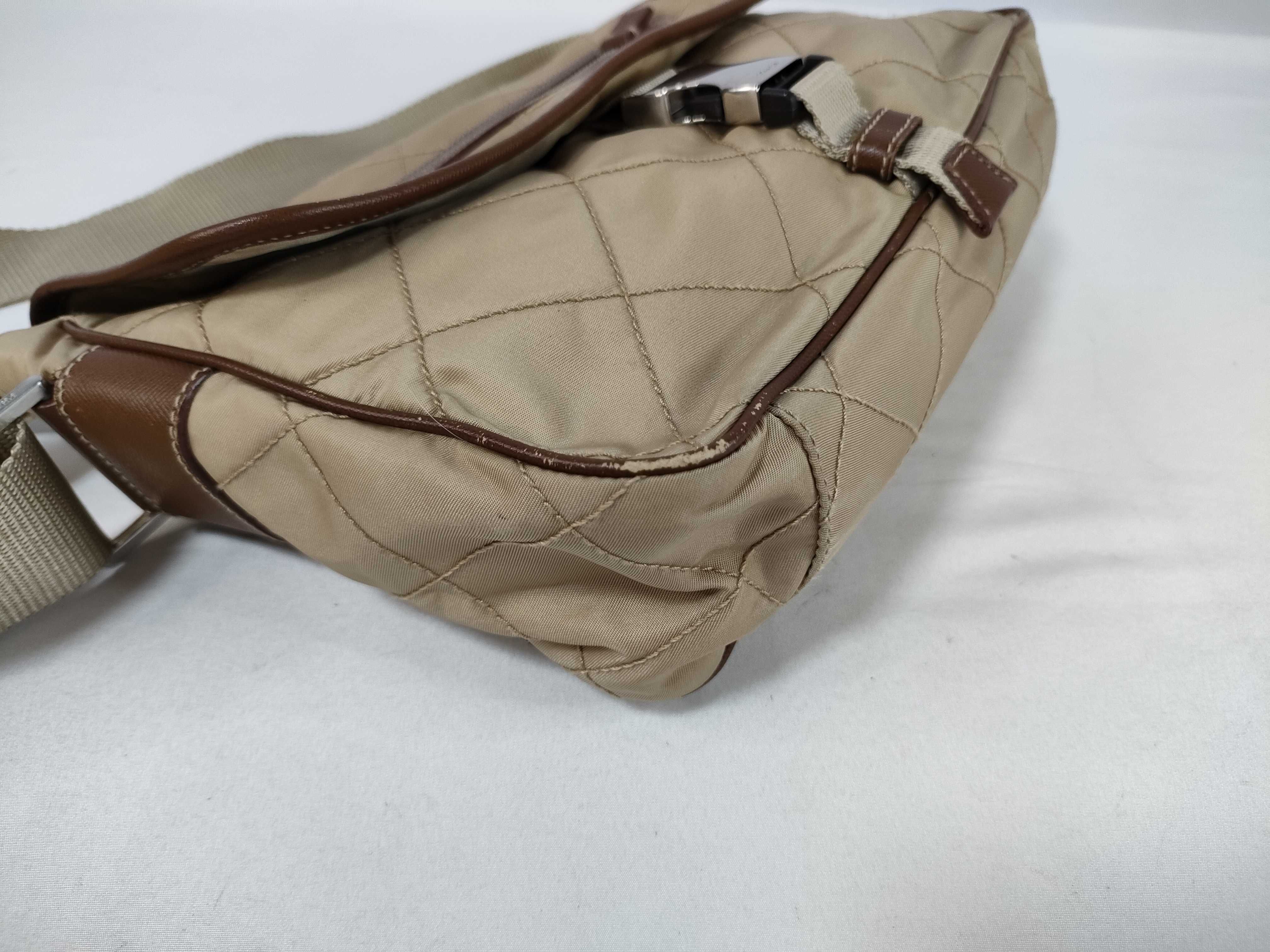 Nylon Quilted Shoulder Bag, Beige — view 7