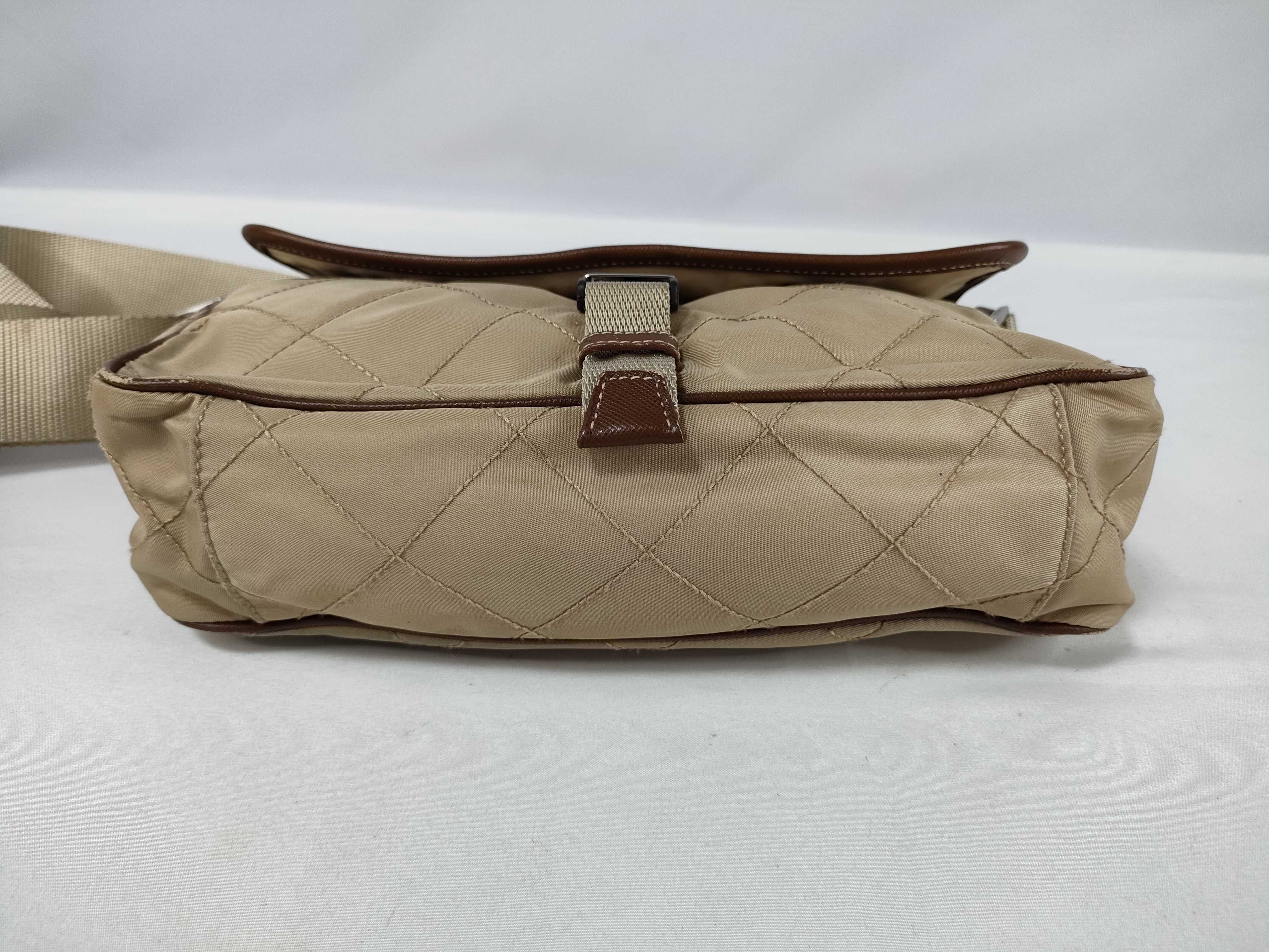Nylon Quilted Shoulder Bag, Beige — view 8