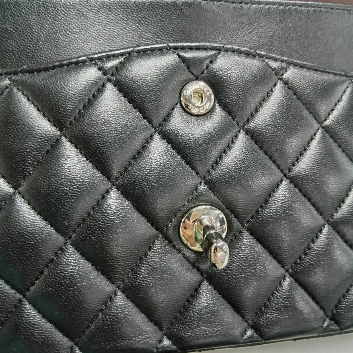 [Individually packaged] Chanel Matelassé 25 Lambskin Double Flap Double Chain Bag, Black with Silver Hardware, 28117680, Serial Number 28, A01112 — view 12