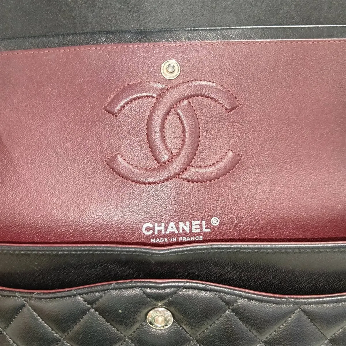 [Individually packaged] Chanel Matelassé 25 Lambskin Double Flap Double Chain Bag, Black with Silver Hardware, 28117680, Serial Number 28, A01112 — view 15