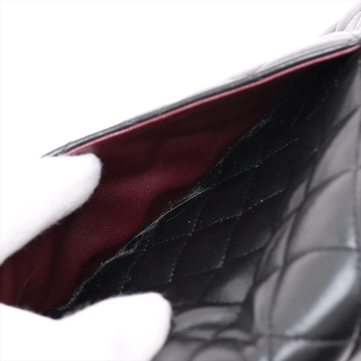 [Individually packaged] Chanel Matelassé 25 Lambskin Double Flap Double Chain Bag, Black with Silver Hardware, 28117680, Serial Number 28, A01112 — view 10