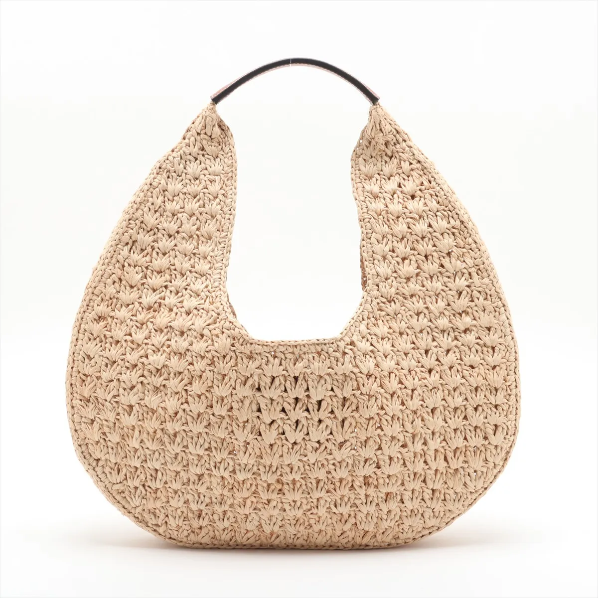 Triomphe Classic Pannier Hobo Raffia x Leather Shoulder Bag Beige — view 2