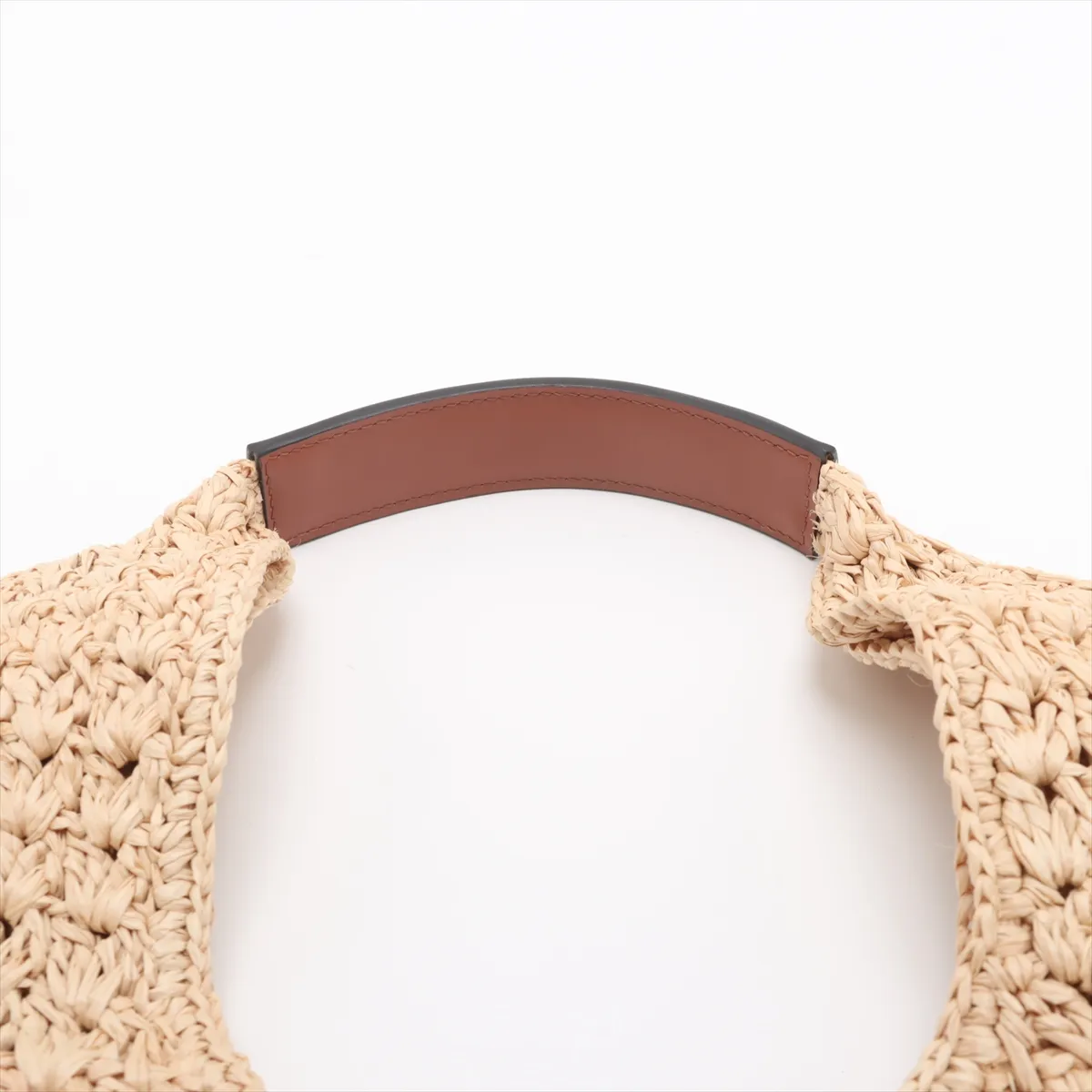 Triomphe Classic Pannier Hobo Raffia x Leather Shoulder Bag Beige — view 6
