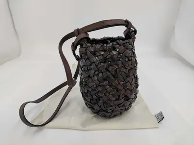 Brown Calfskin Nest Basket Bag Small Shoulder Bag