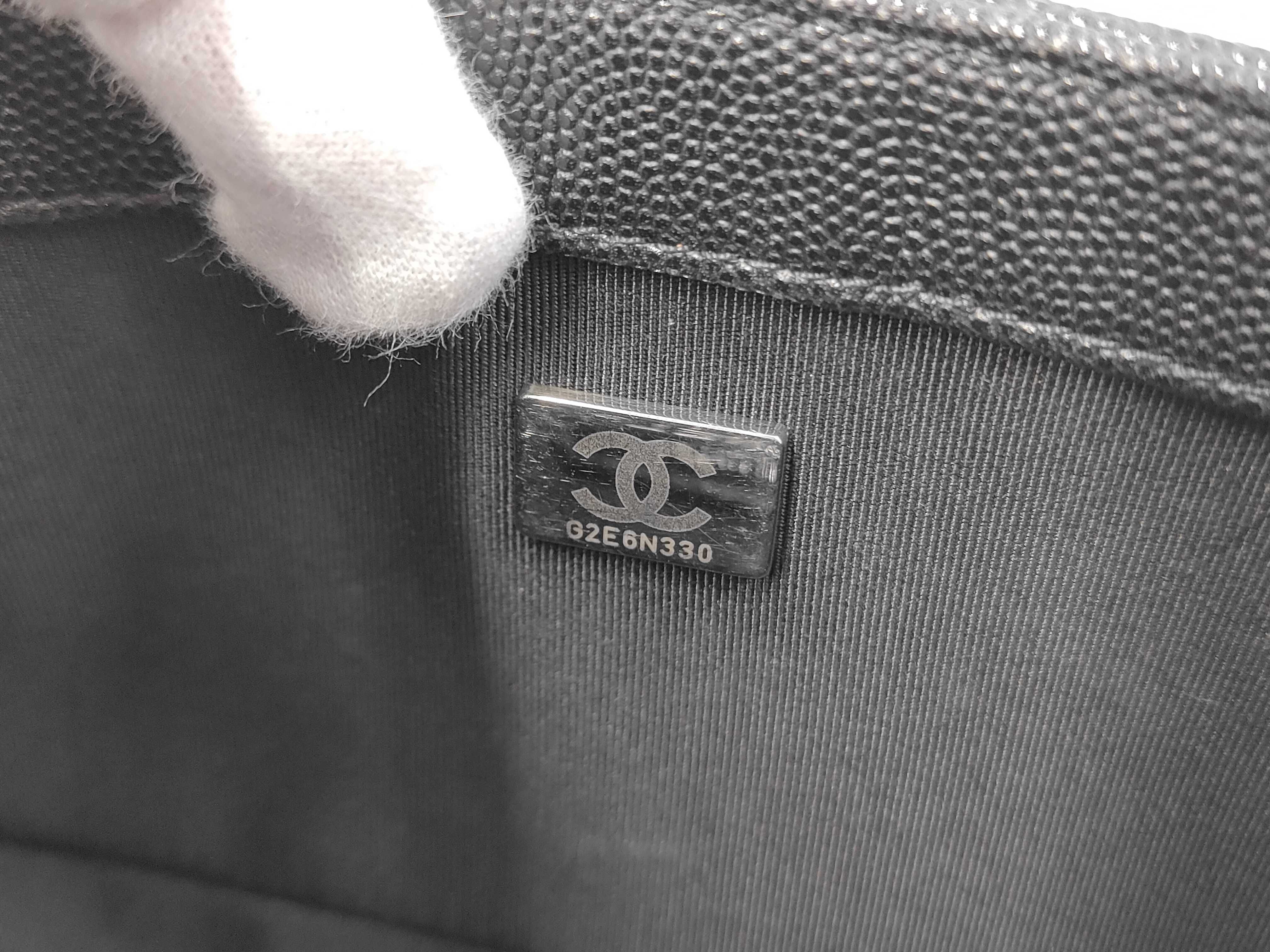 Boy Chanel Chain Shoulder Bag, Black Caviar Leather, Antique Silver Hardware. — view 11