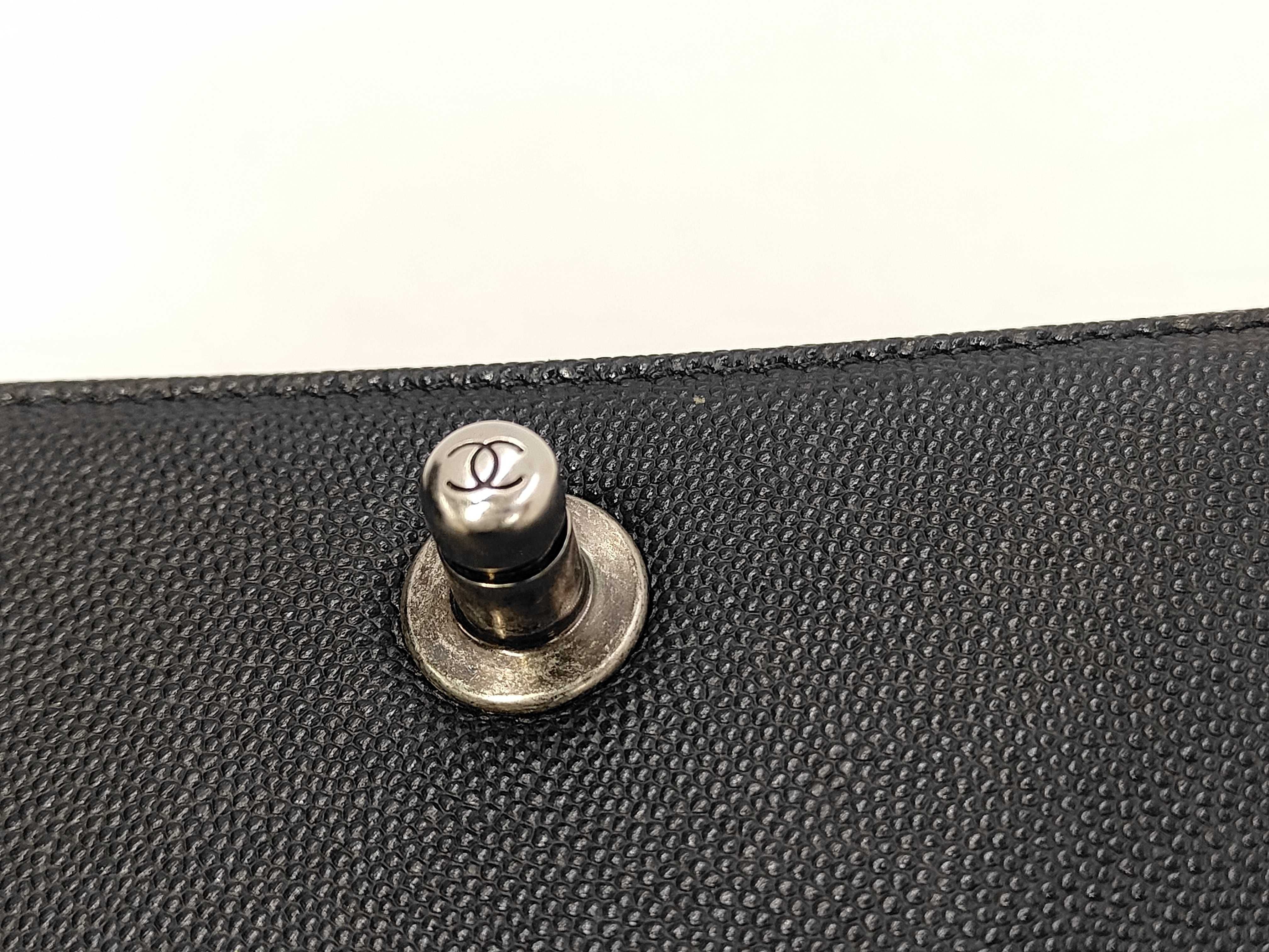 Boy Chanel Chain Shoulder Bag, Black Caviar Leather, Antique Silver Hardware. — view 12